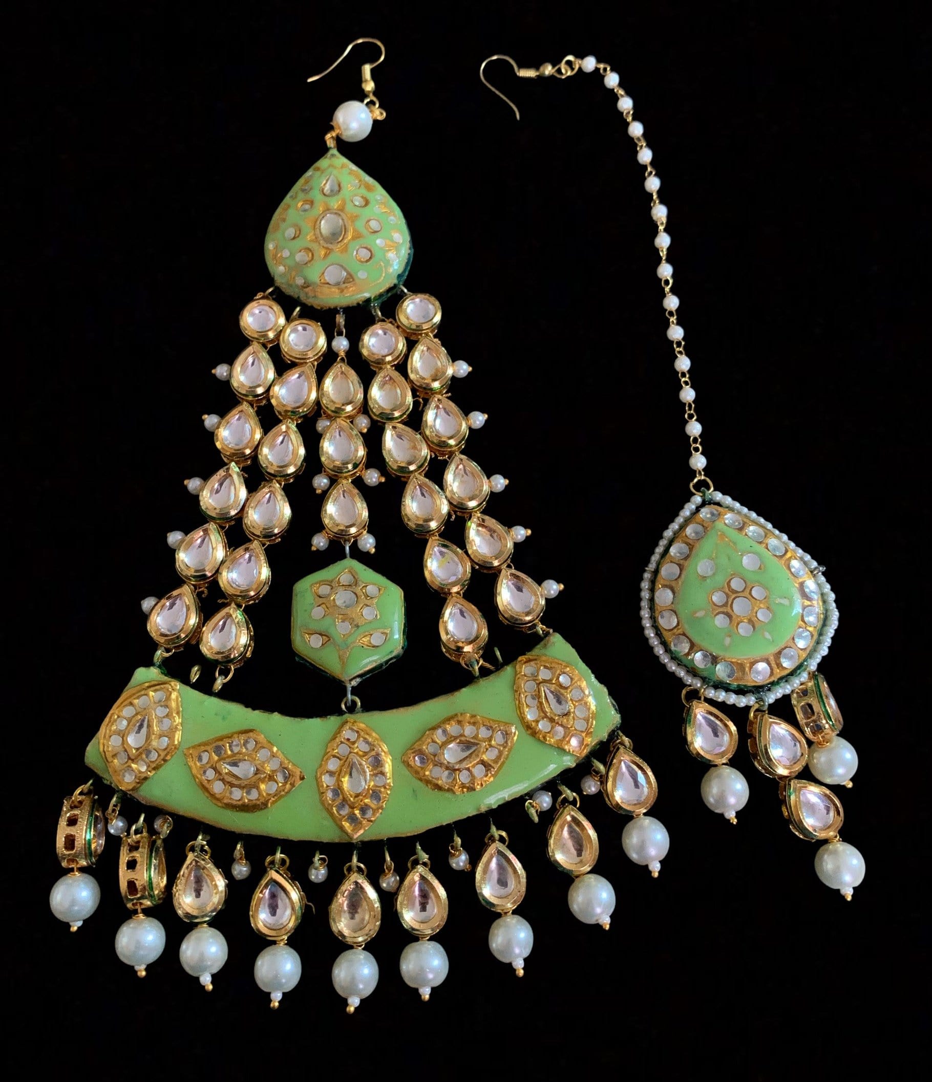 JTK2 Amrita green meenakari jhoomar tika ( READY TO SHIP )