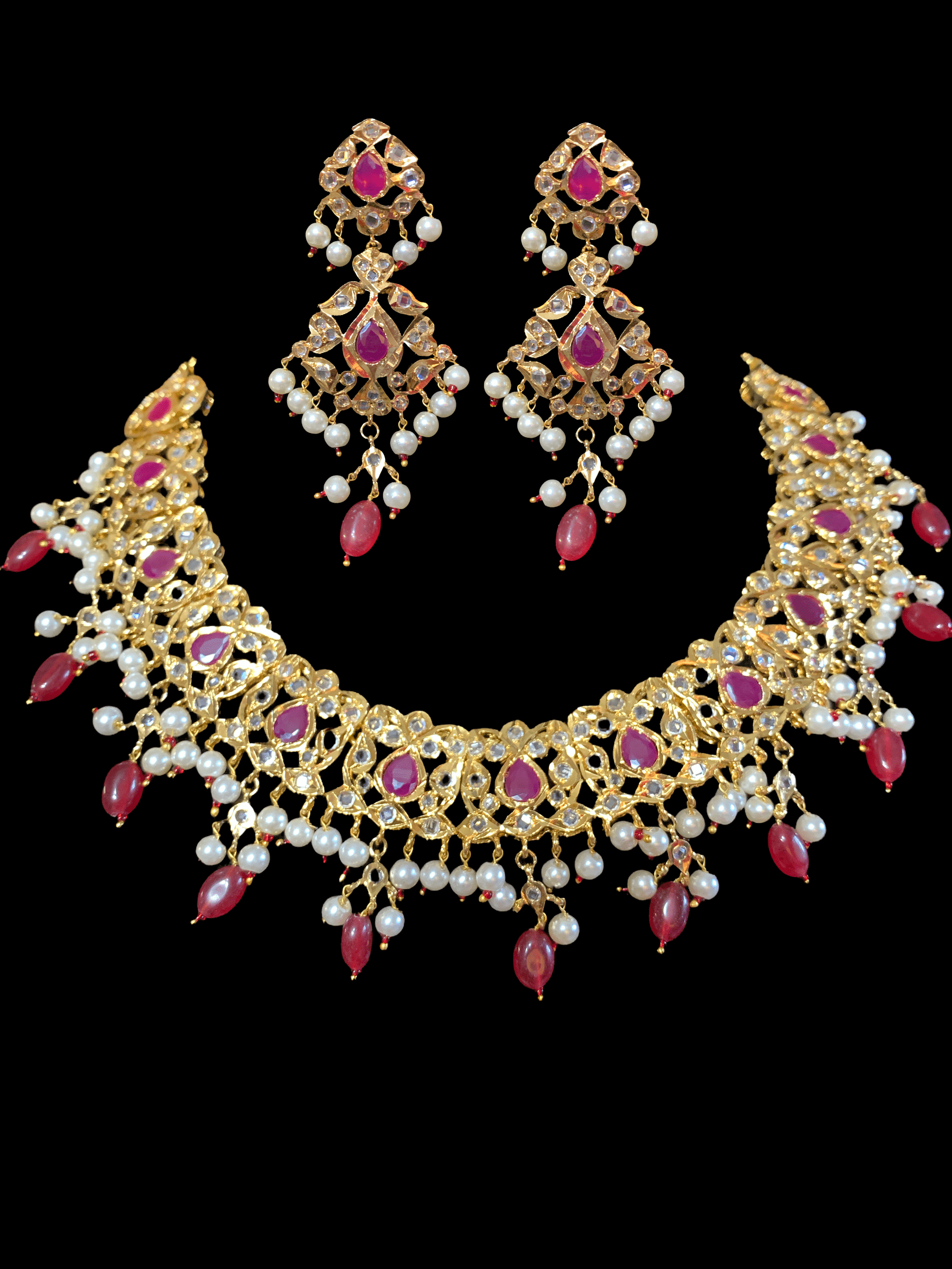 NS25 Smitha necklace set  in rubies (SHIPS IN 4 WEEKS)
