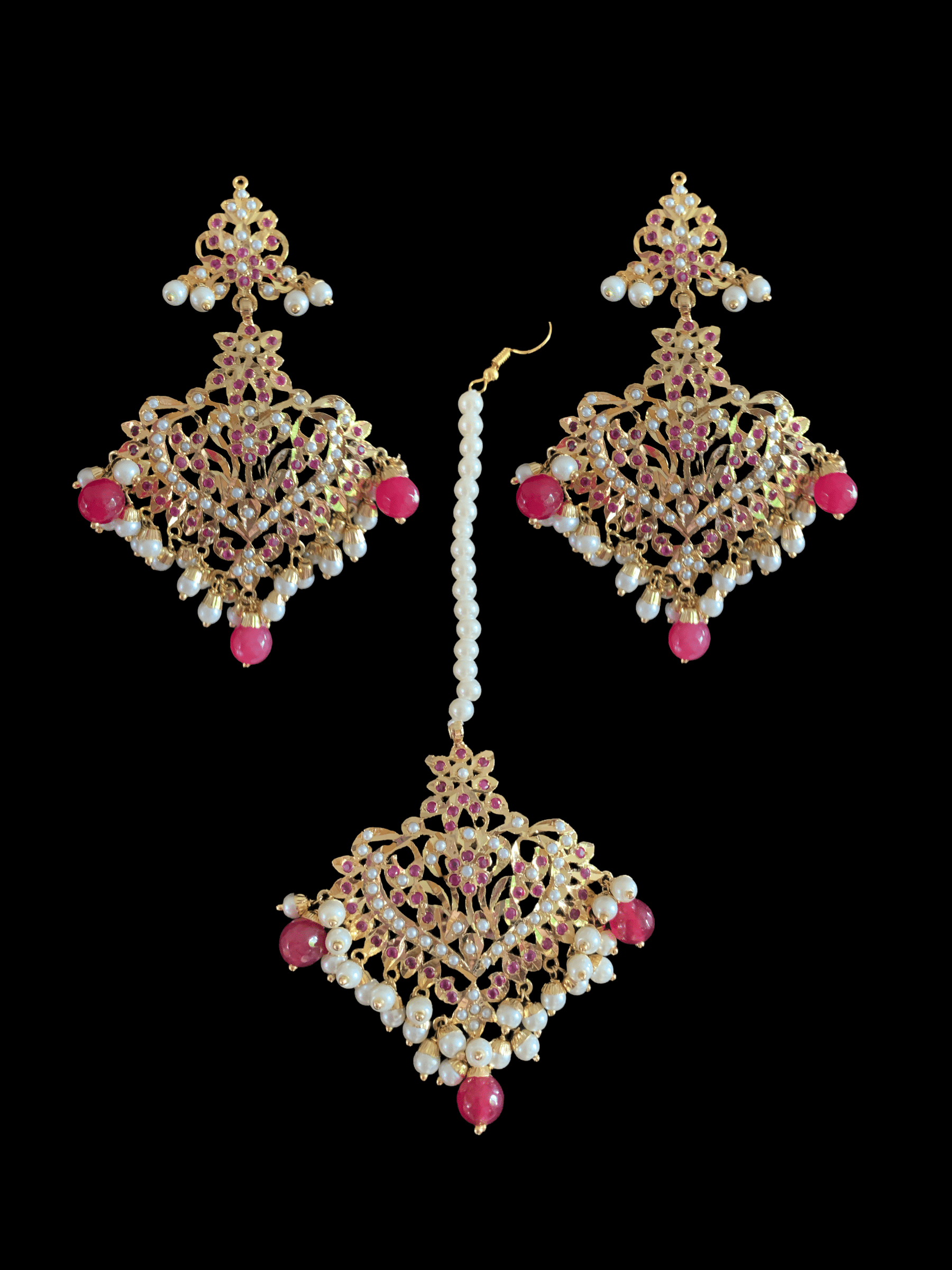 DJET57 Afreen Ruby earrings tika ( READY TO SHIP )
