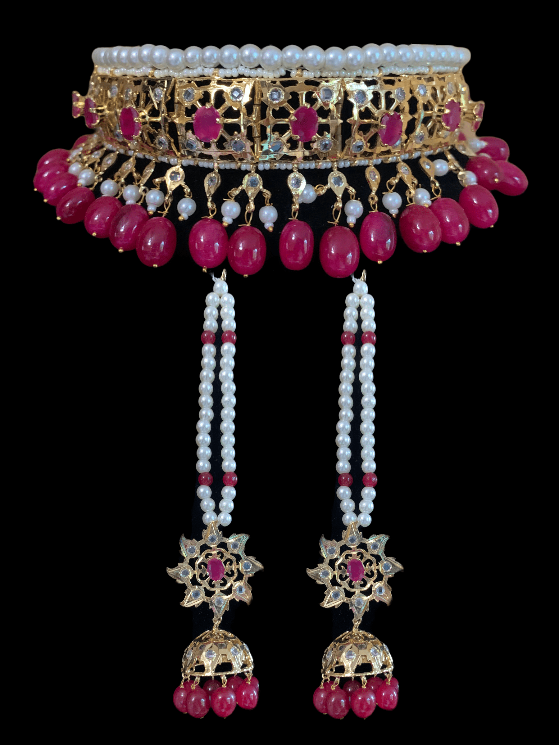 C109  Insia jadavi lacha in ruby  beads (READY TO SHIP  )