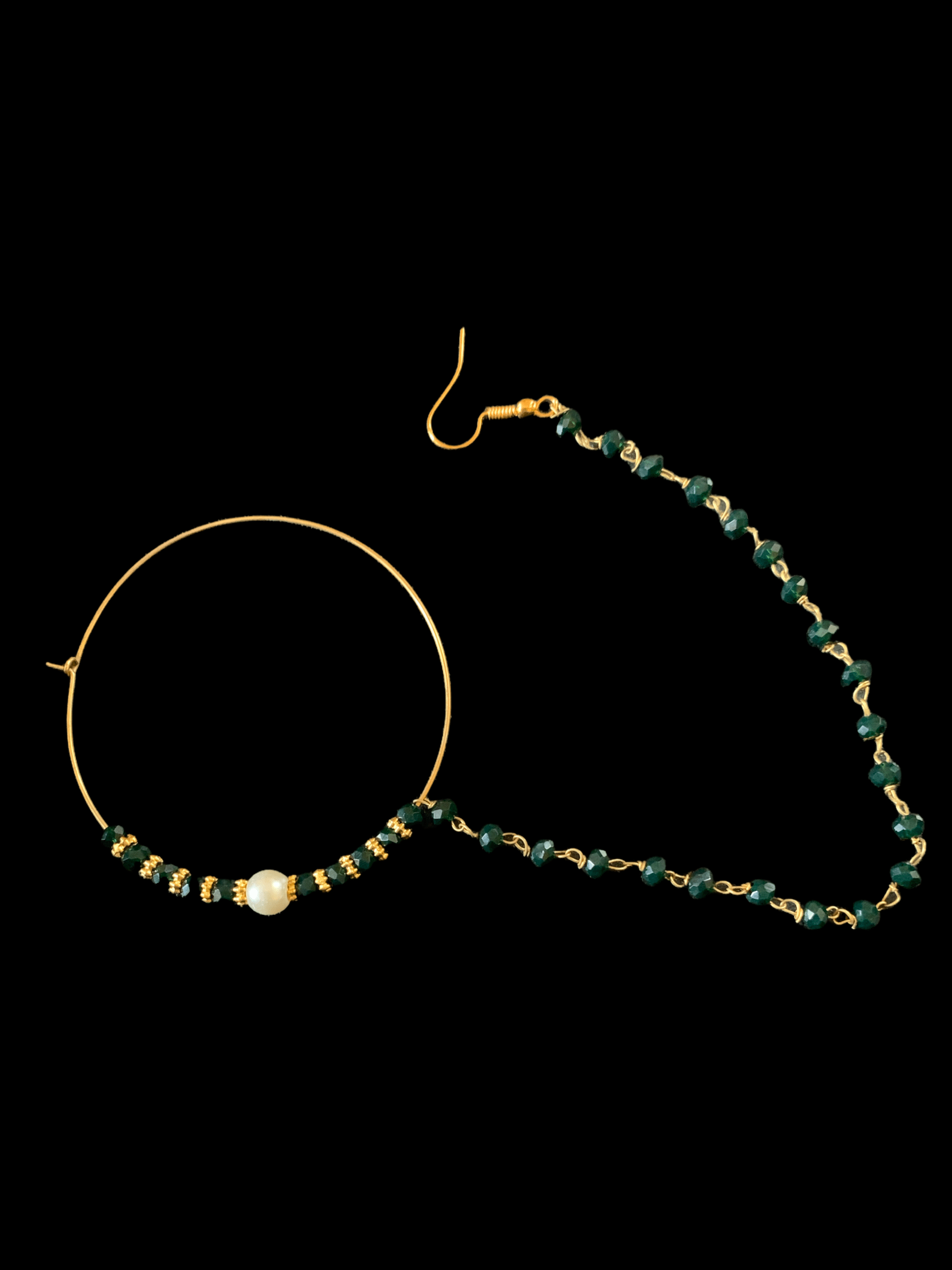 Gold plated  nosering - green ( READY TO SHIP)