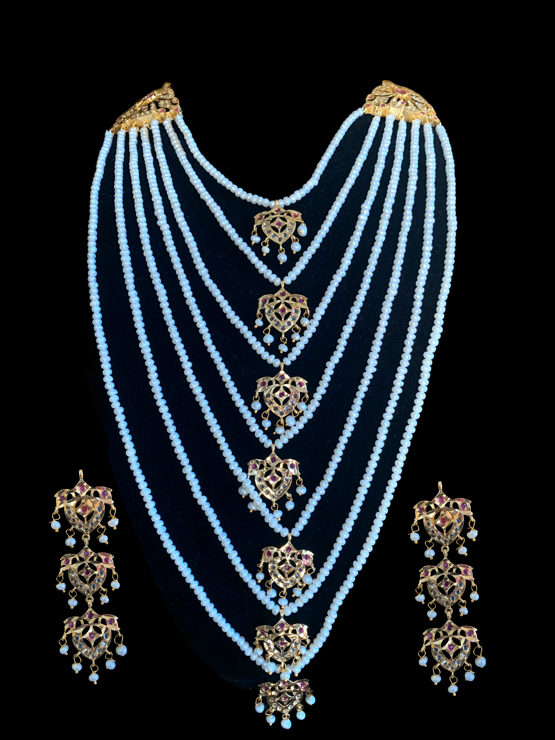 SAT7 Talia  satlada in fresh water pearls - ruby (READY TO SHIP)