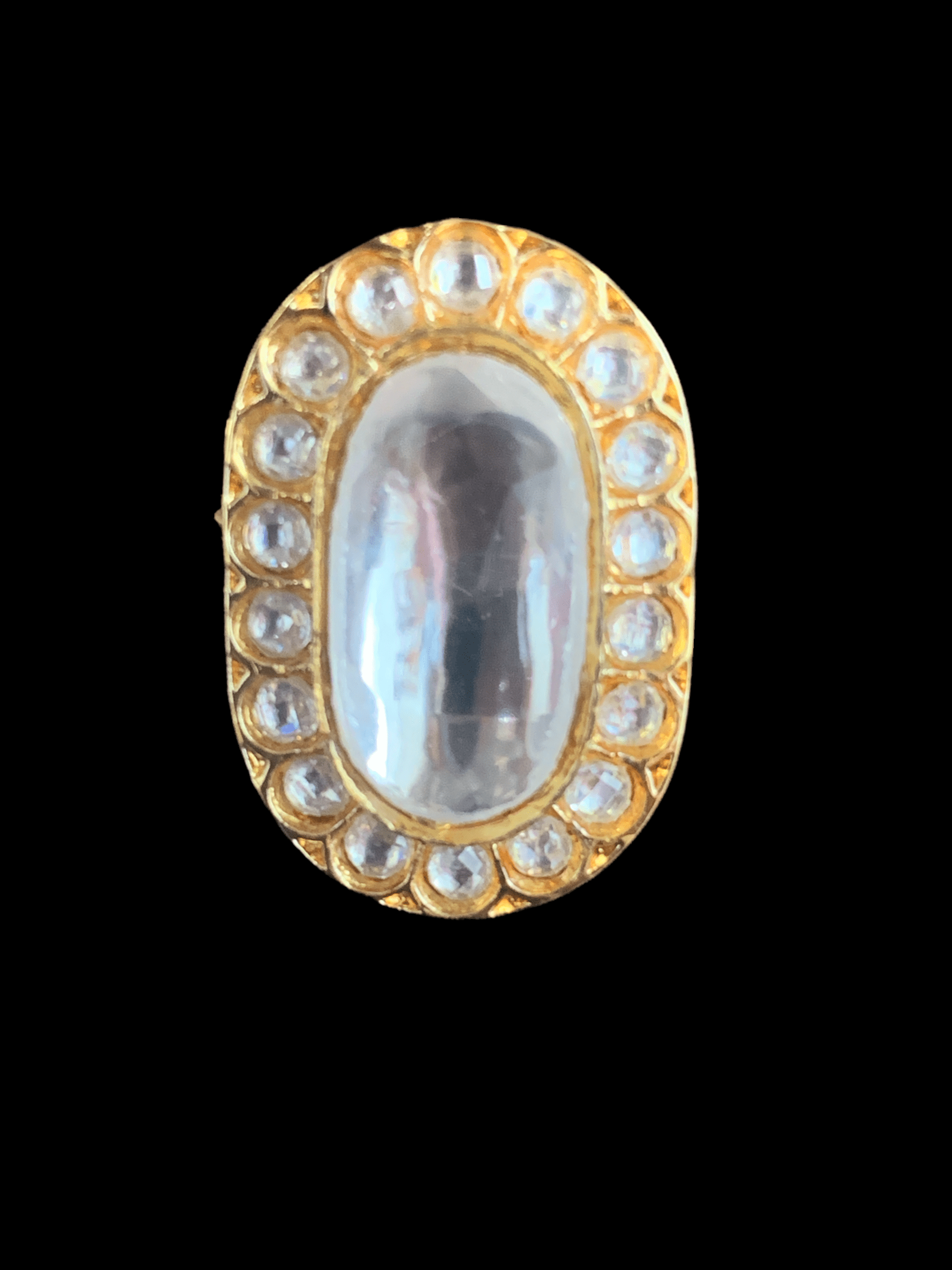 DJR61 Oval polki ring- clear stones ( READY TO SHIP )