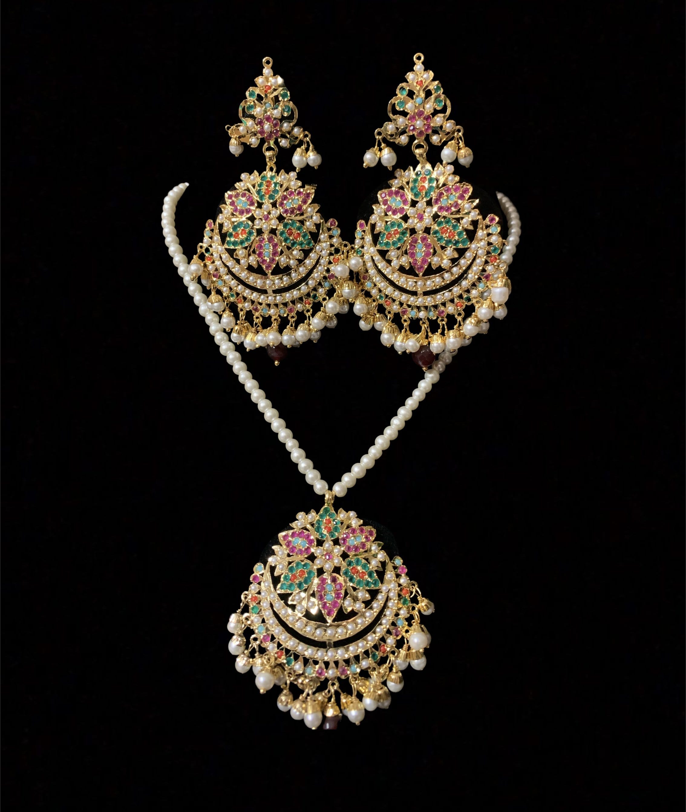 PS465 Mohini pendant set ( navratan   ) ( SHIPS IN 4 WEEKS )