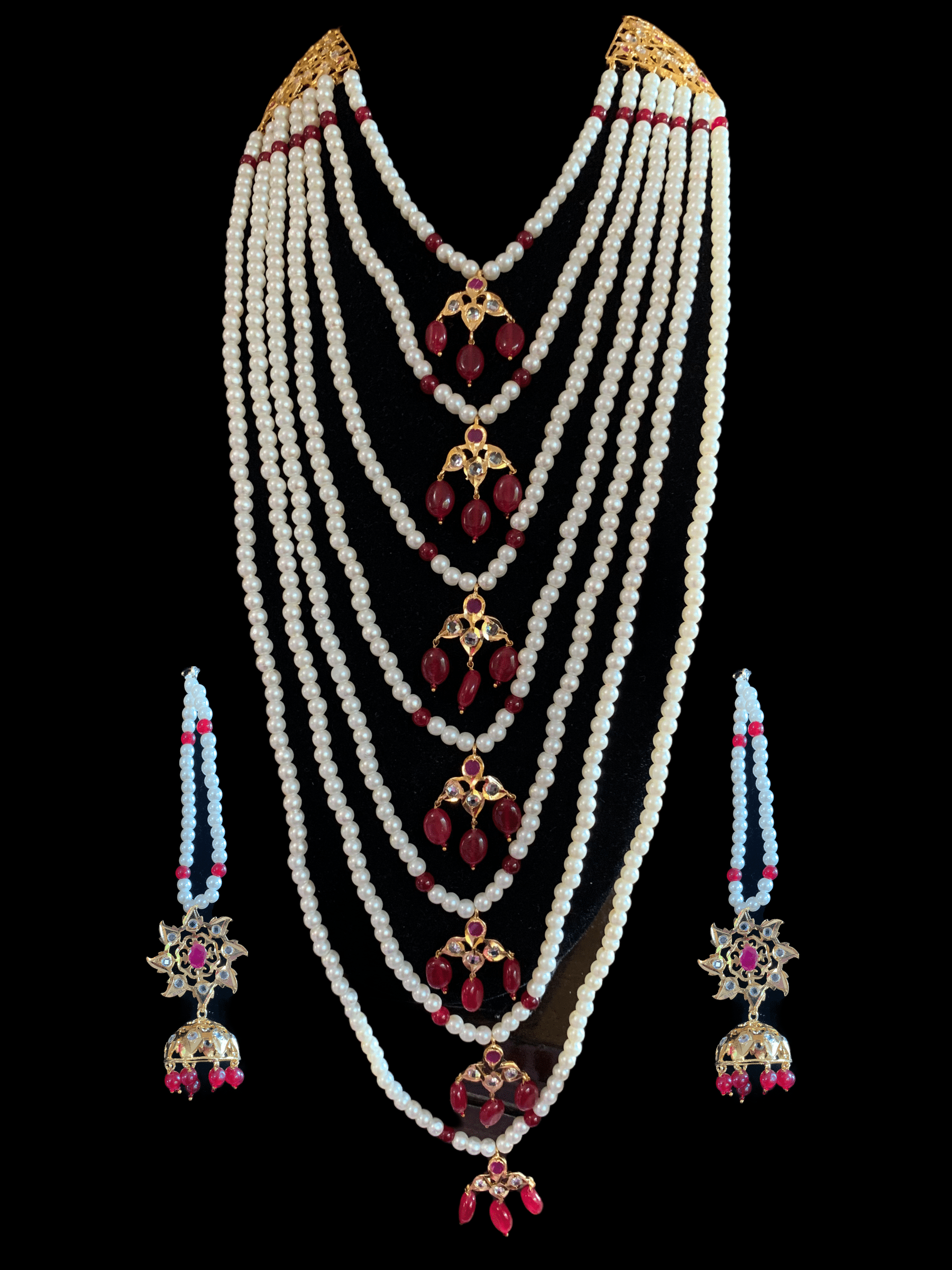 SAT11 Hyderabadi satlada with jhumka in ruby (READY TO SHIP)
