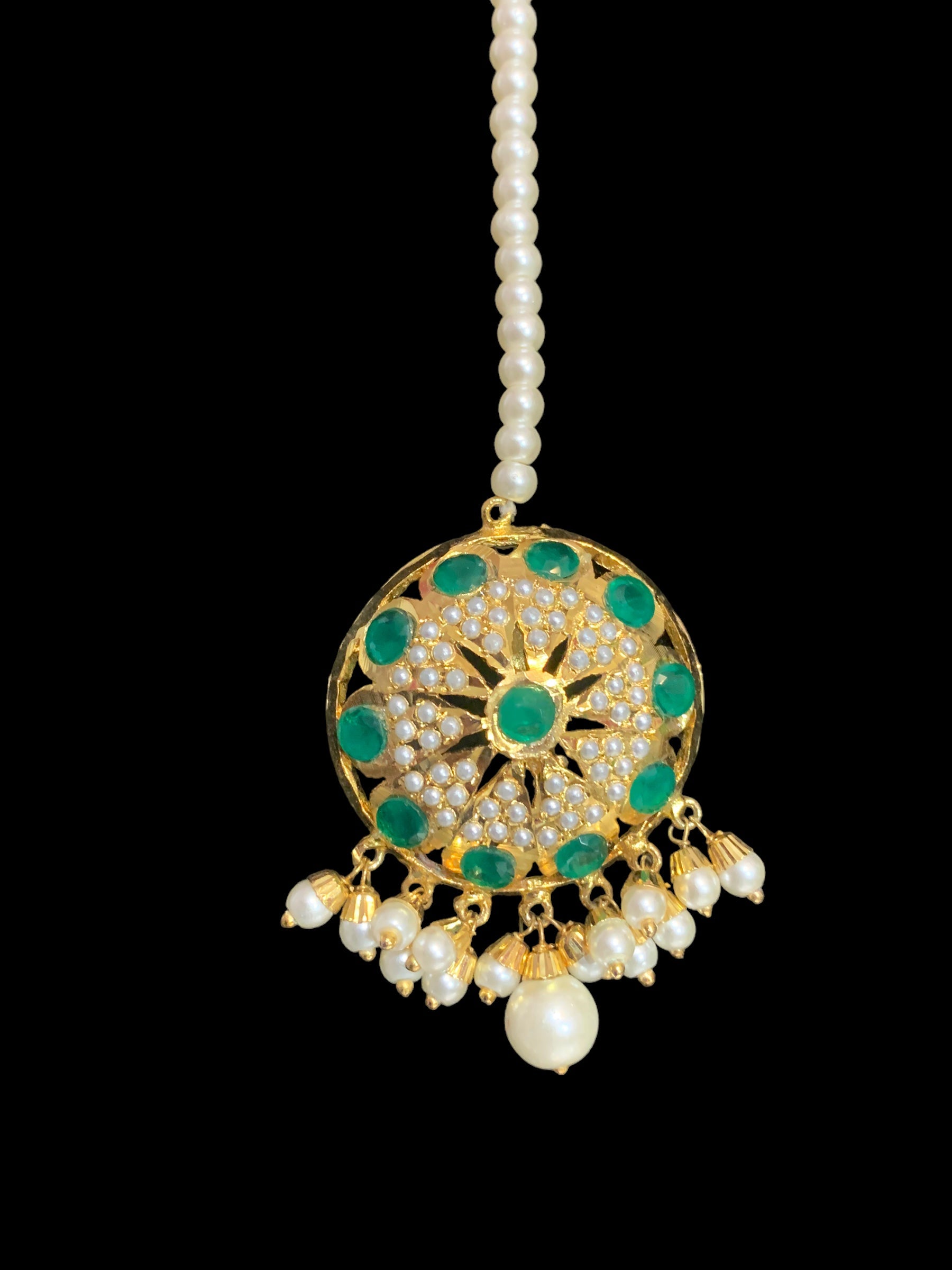 DJTK96 jadau emerald   tika in pearls  ( READY TO SHIP)