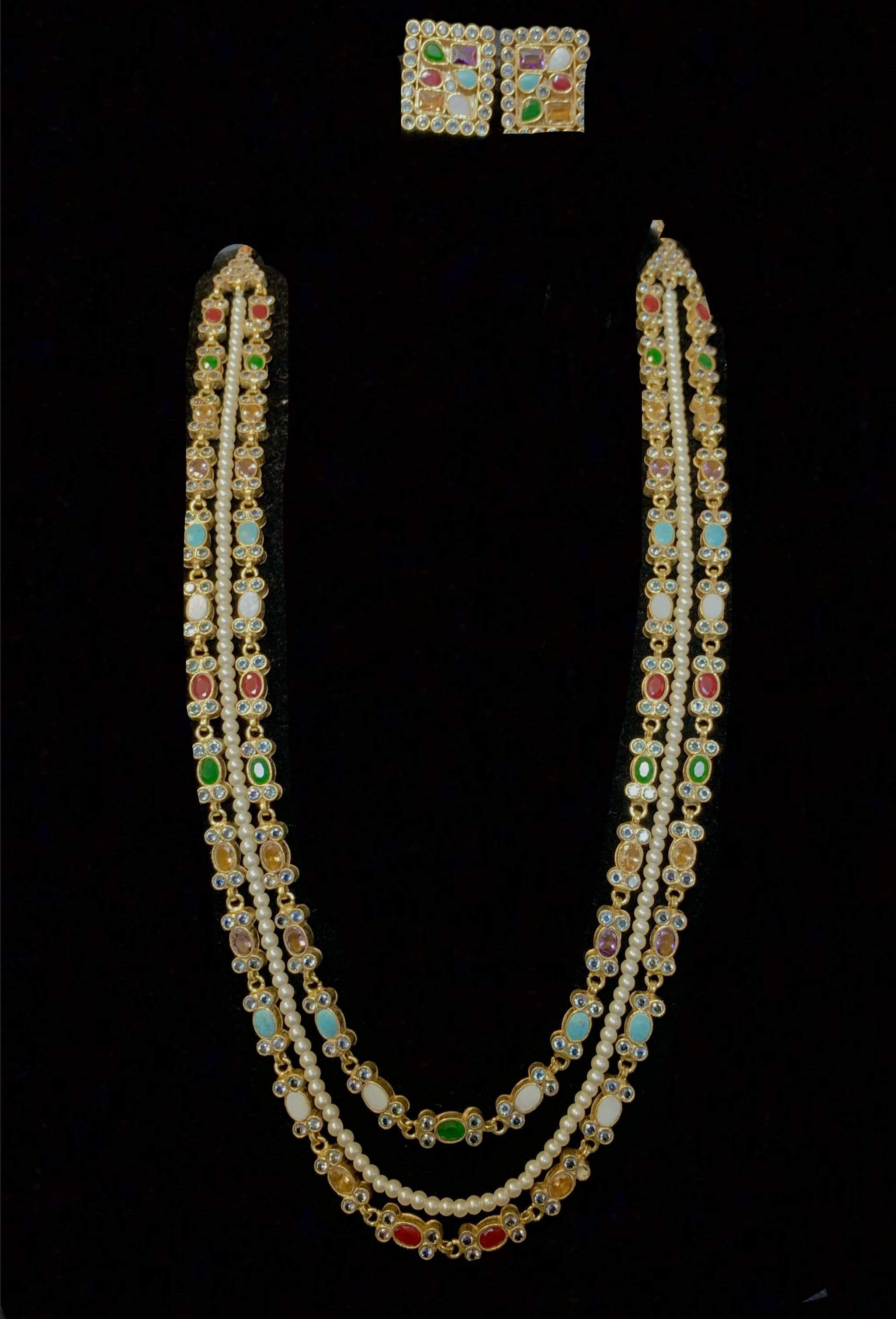 Navratan layered kundan necklace (SHIPS IN 2 WEEKS  )