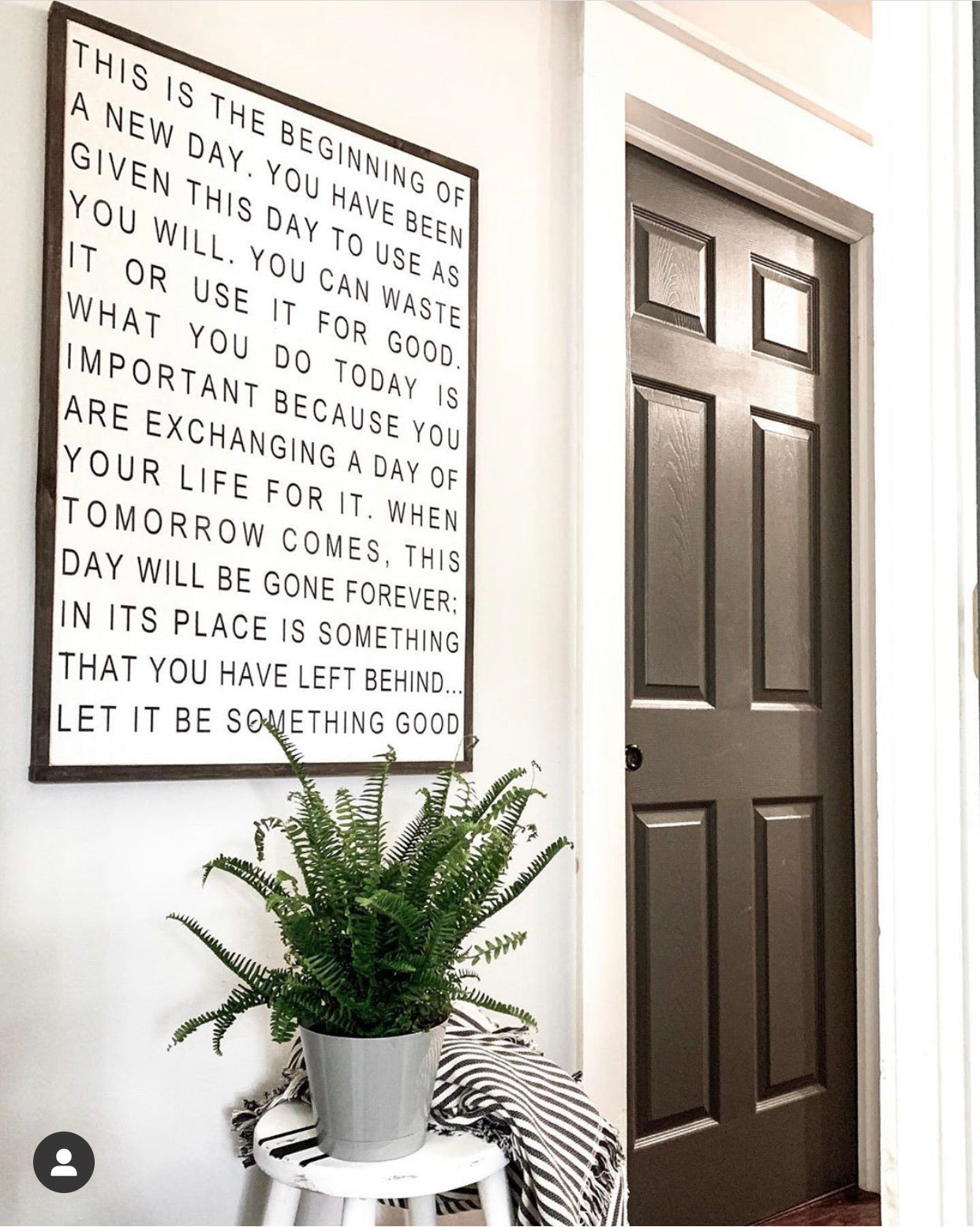 This is the beginning of a new day framed quote sign white/black/dark oil