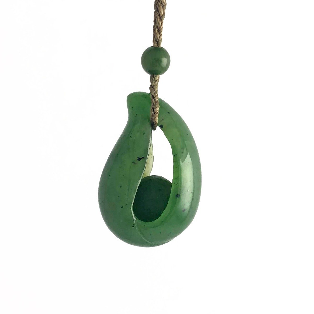 Jade Pendant with jade bead inside, 1.25&amp;quot;