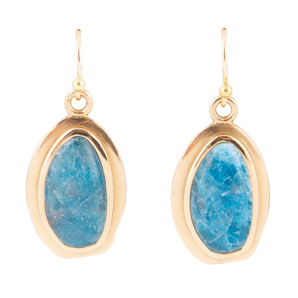 Impressions Blue Apatite Golden Drop Earrings