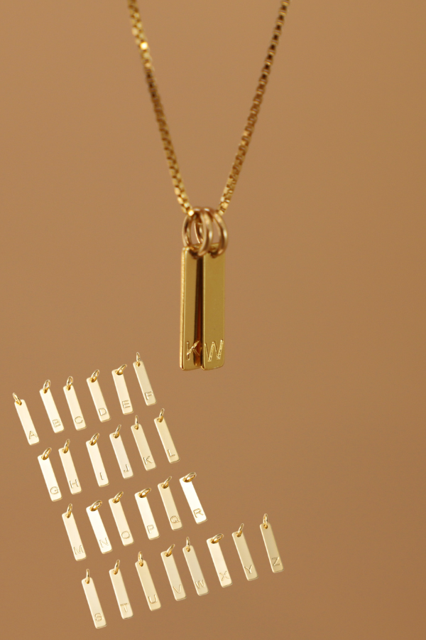 STAMPED INITIAL TAG CHARM