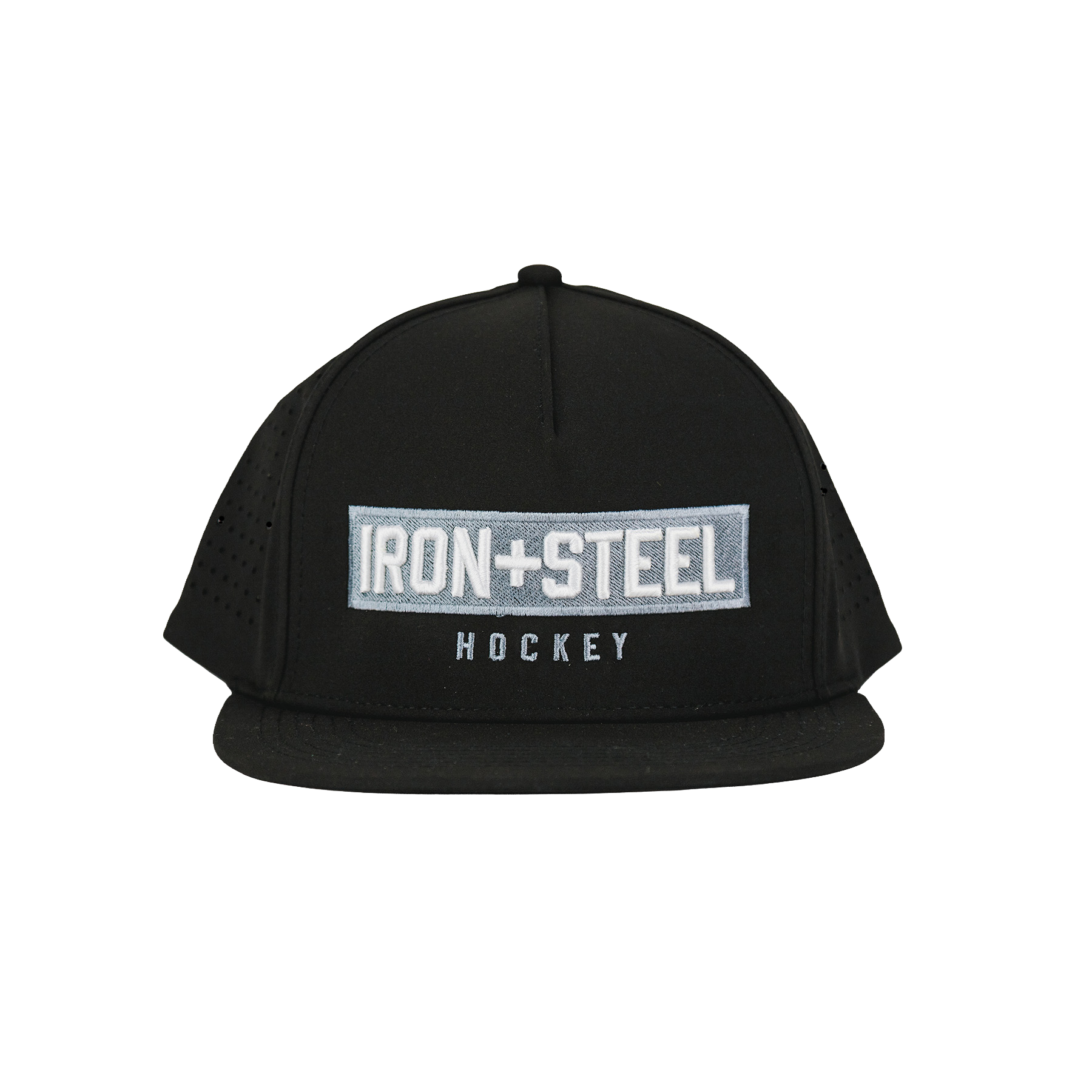 Iron+Steel Plate Snapback Hat - Black