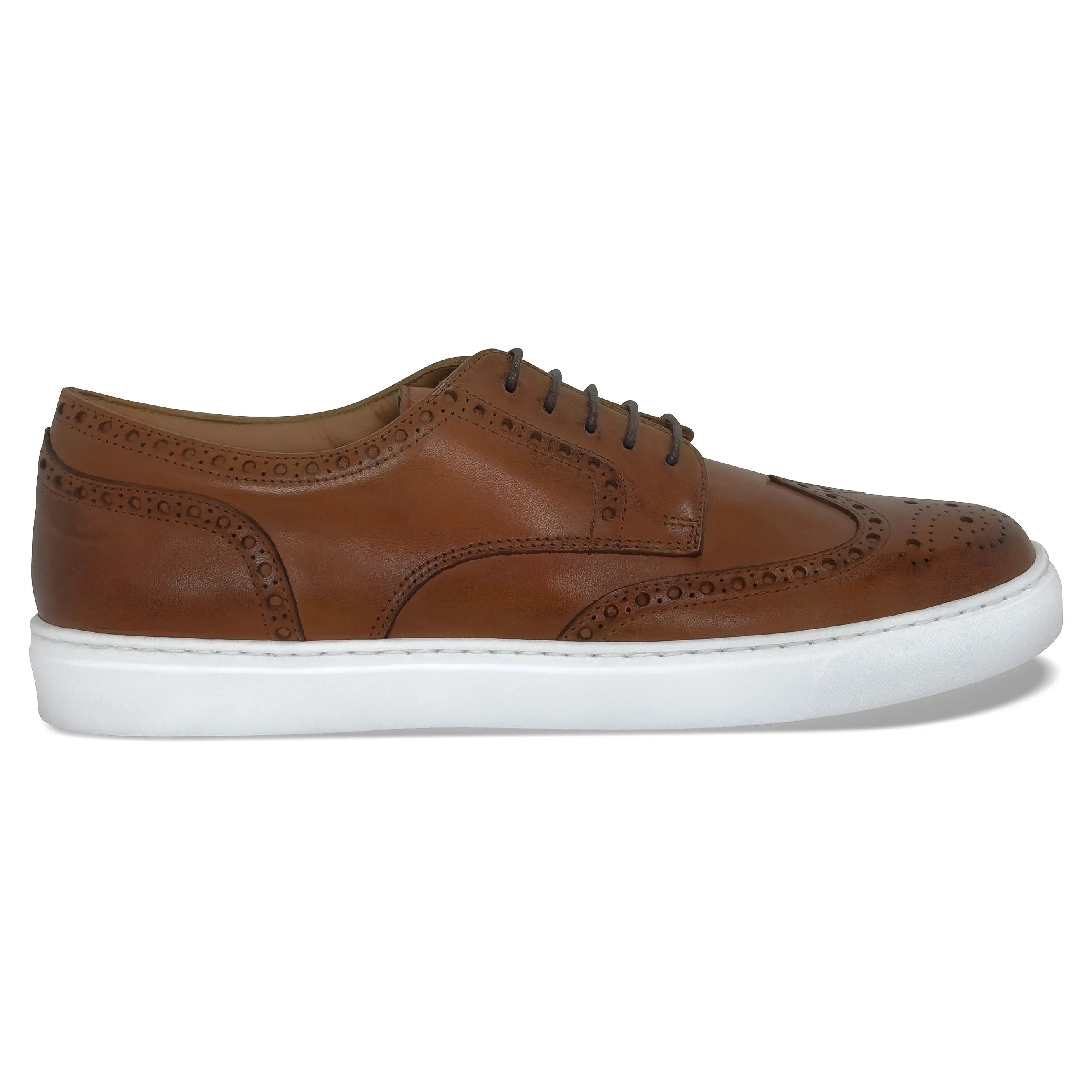 Men&amp;#39;s Don Giovanni Wingtips - Cognac w/ White Sole