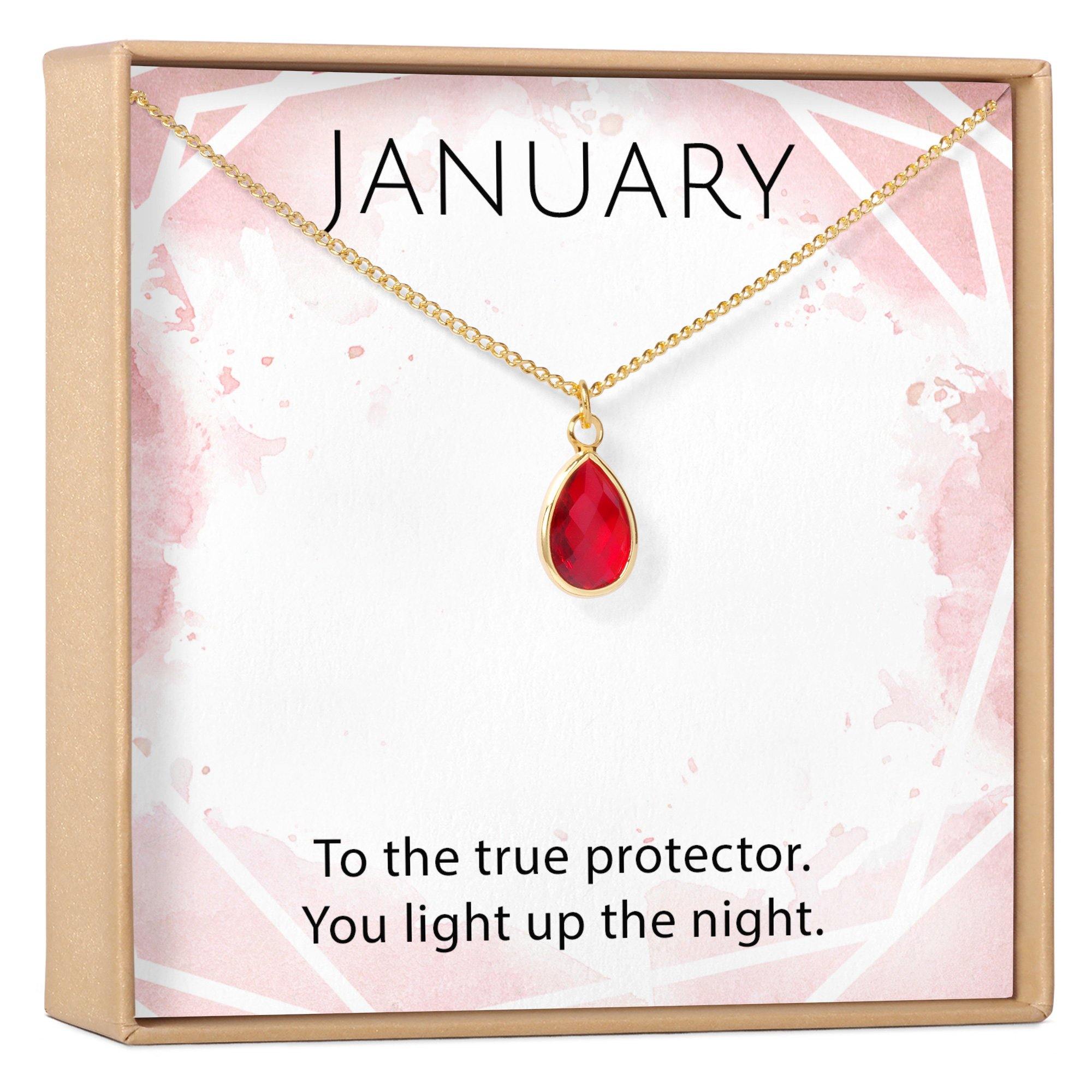 JANUARY BIRTHSTONE / GARNET CRYSTAL CHARM NECKLACE