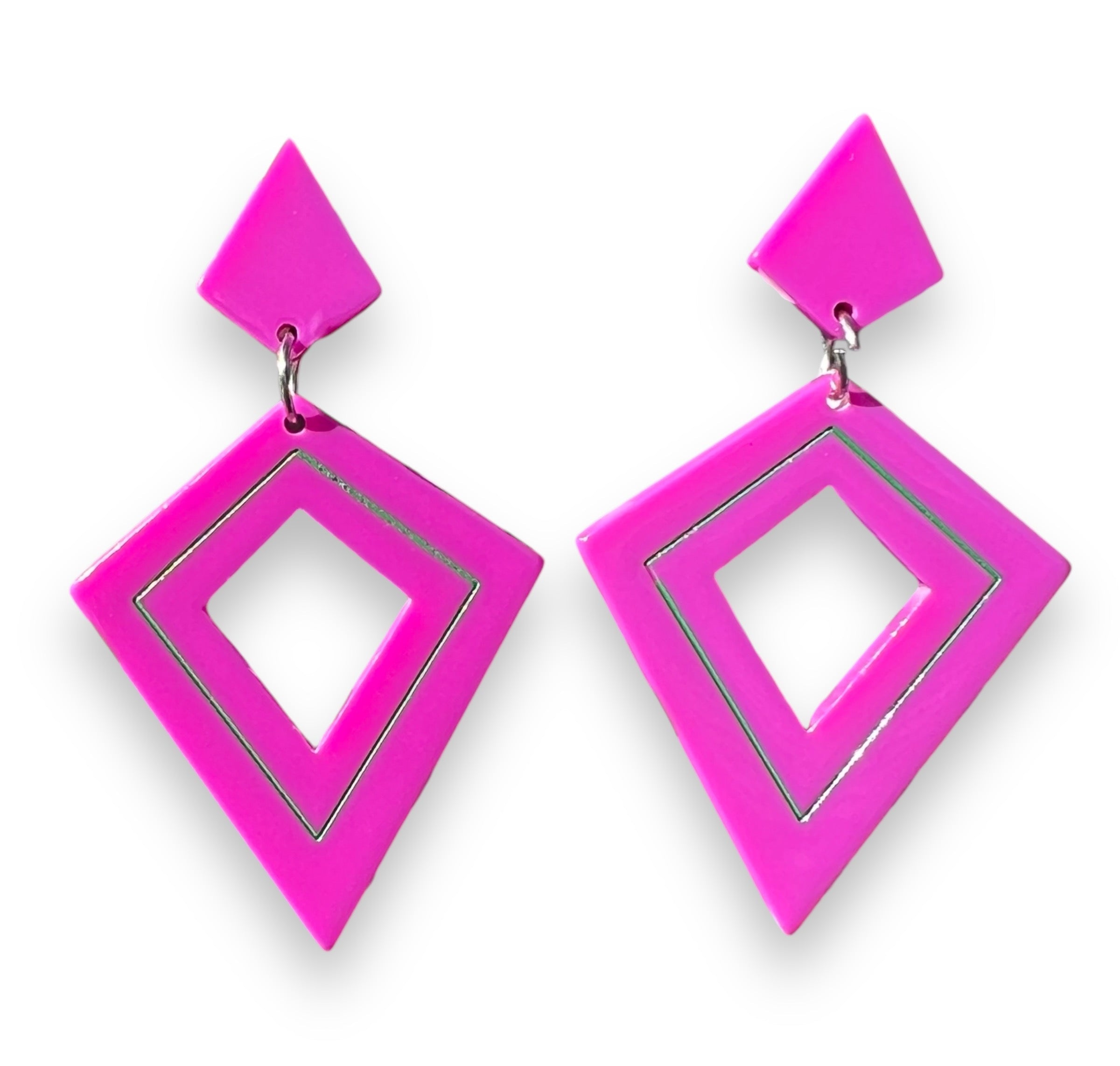 Retro Diamond Dangle Earrings by Lipstick &amp;amp; Chrome -PLUM