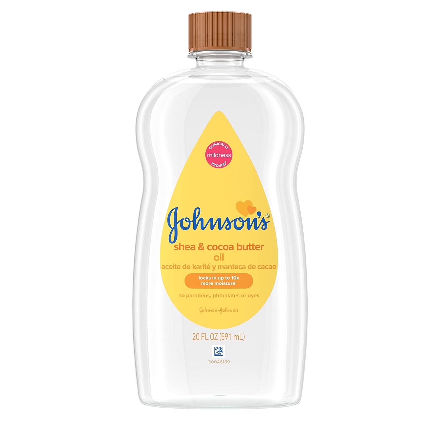 Johnson&amp;#39;s Baby Oil, Mineral Oil Enriched with Shea &amp;amp; Cocoa Butter to Prevent Moisture Loss, Hypoallergenic, 20 fl. oz