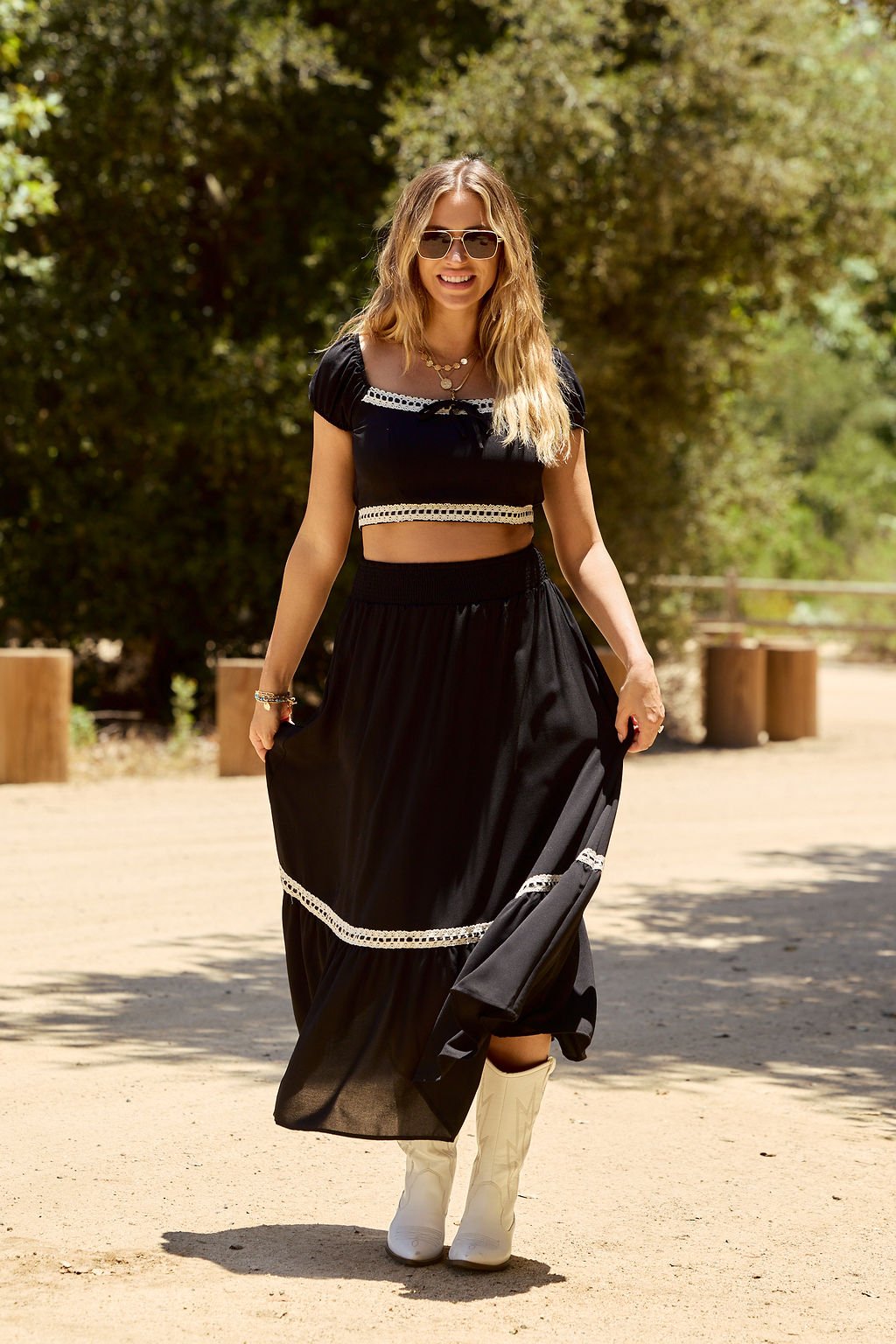 Jolene Black Lace Trim Maxi Skirt - FINAL SALE