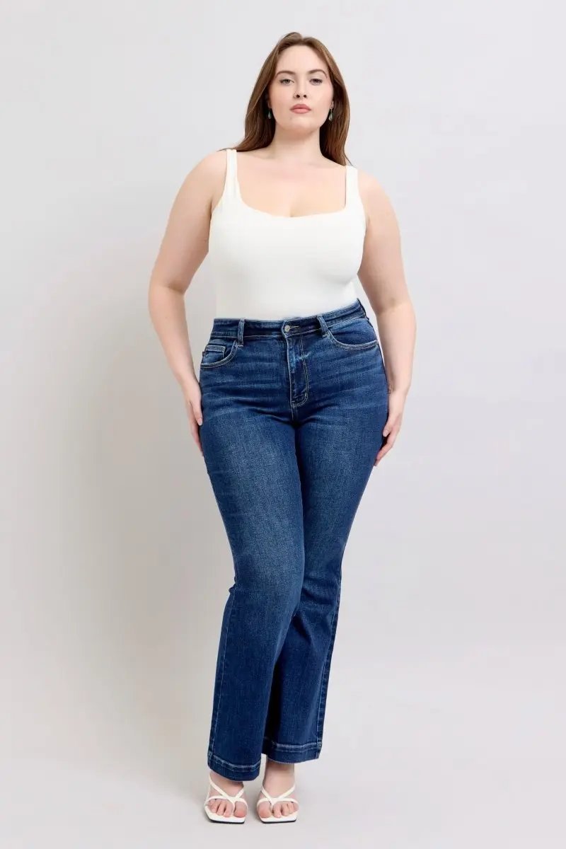 Trendsi Judy Blue High Rise Flare Jeans Women&amp;#39;s Plus Size Denim Pockets USA Ship