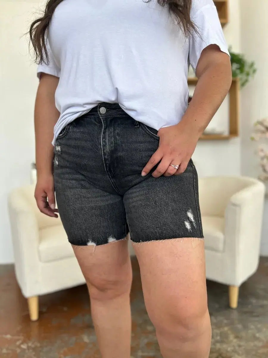 Judy Blue High Waist Denim Shorts Women&amp;#39;s Casual Summer Comfort Fit