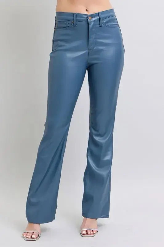 Trendsi Judy Blue Faux Leather Bootcut Pants Women&amp;#39;s Plus Size Tummy Control USA