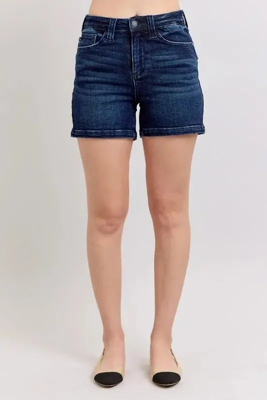 Trendsi Judy Blue Denim Shorts Women&amp;#39;s Casual High Waist Flap Pocket Jeans