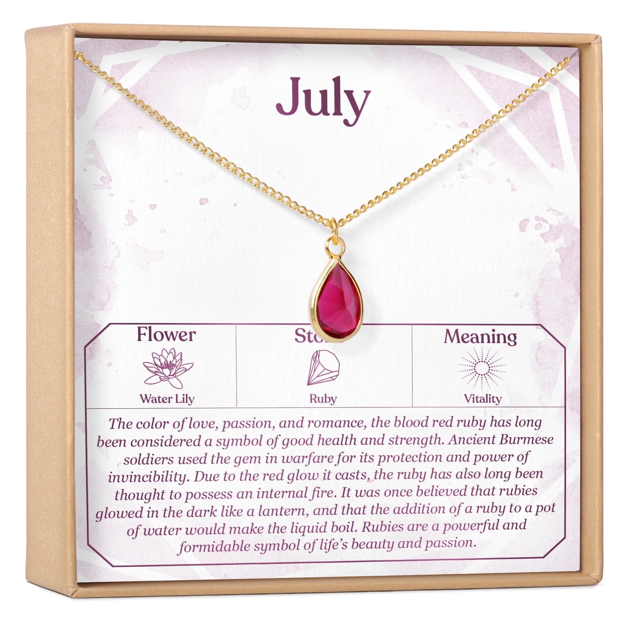 JULY BIRTHDAY RUBY BIRTHSTONE NECKLACE