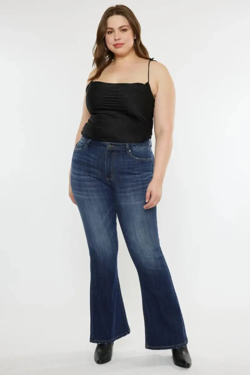 Trendsi Kancan Jeans + Mid Rise Slim Flare + Everyday Wear + Women&amp;#39;s Jeans + Flattering Fit