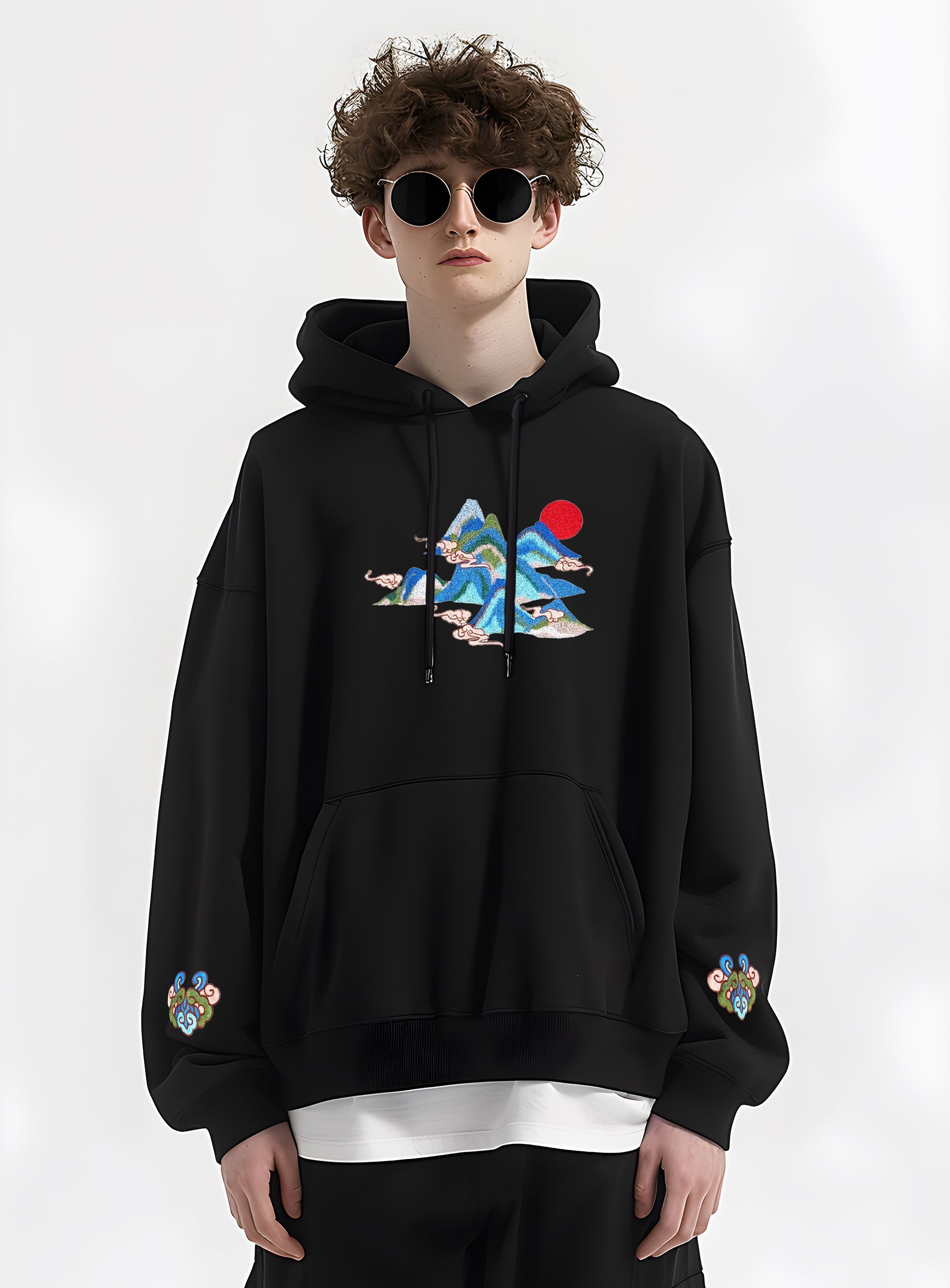 KH9232 Mountains Embroidery Hoodie