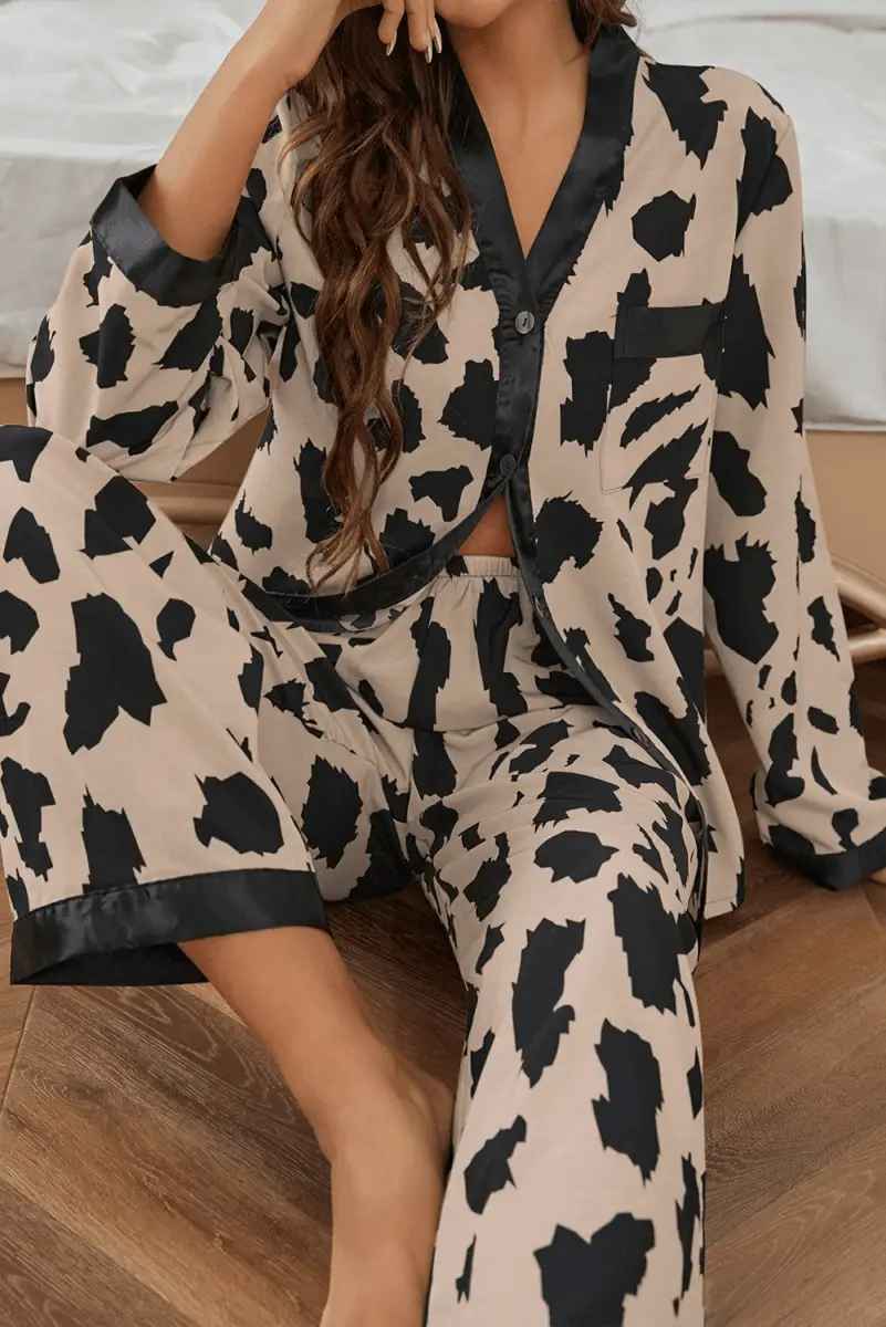 Love Salve Khaki Cheetah Loungewear Women&amp;#39;s Sleepwear Set Comfy &amp;amp; Stylish