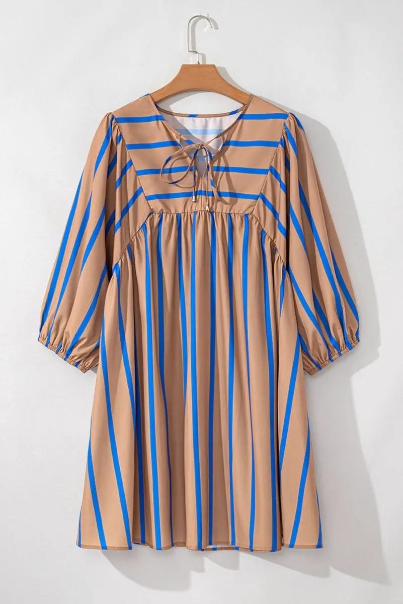 Love Salve Khaki Stripe Dress Women&amp;#39;s Plus Size Babydoll Dress Cute &amp;amp; Comfy