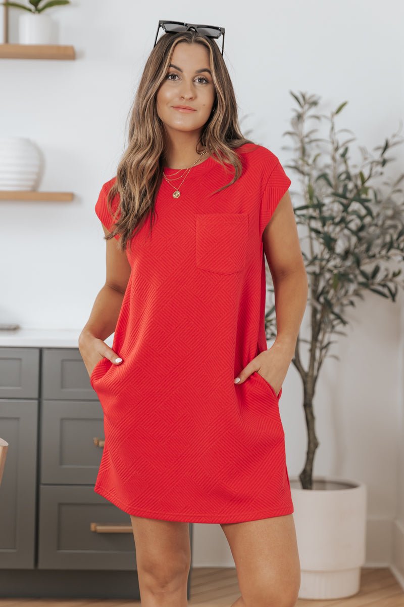 Kimberly Red Textured Mini Dress - FINAL SALE
