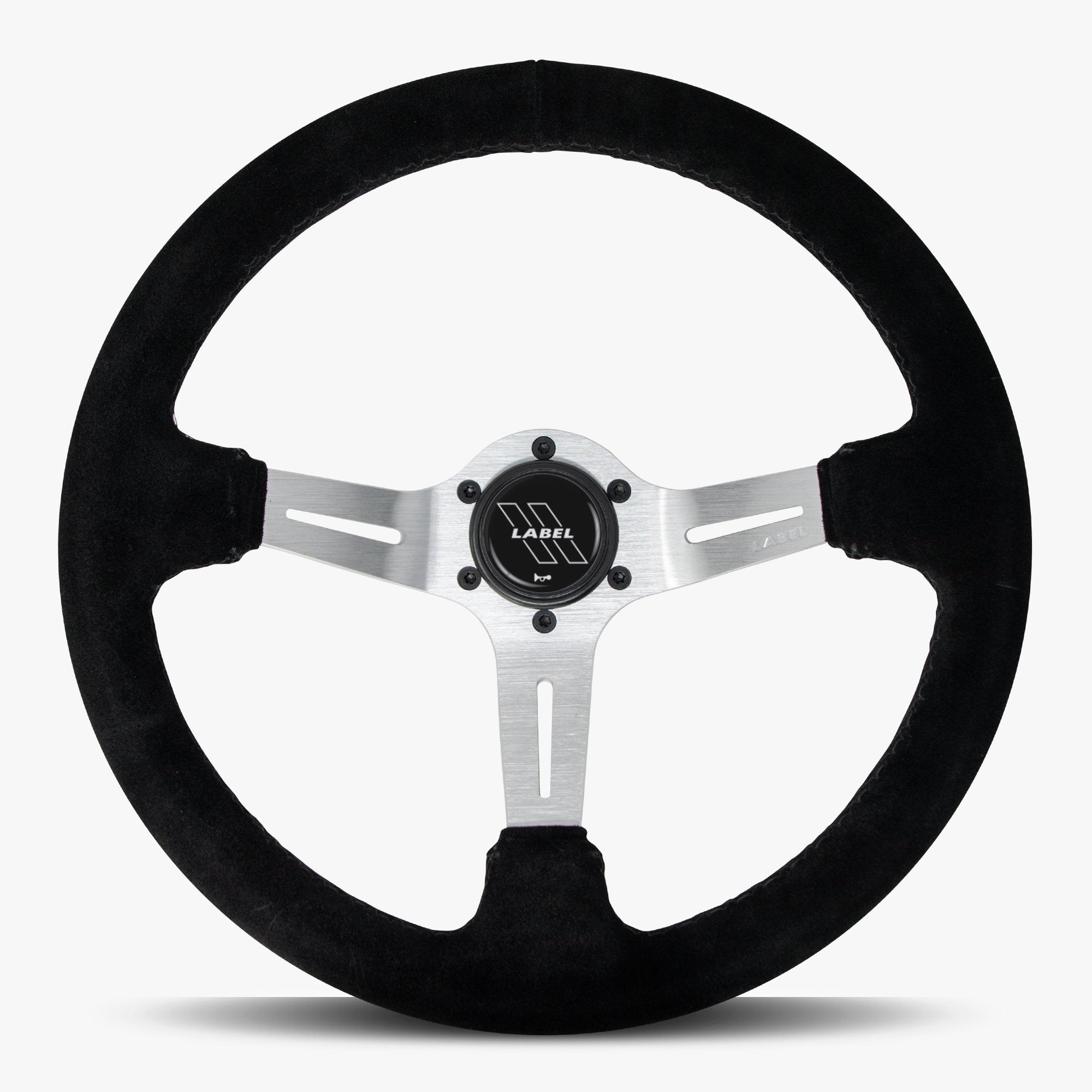 The Le Mans | Black Alcantara Suede | Silver Spoke | Black Stitch