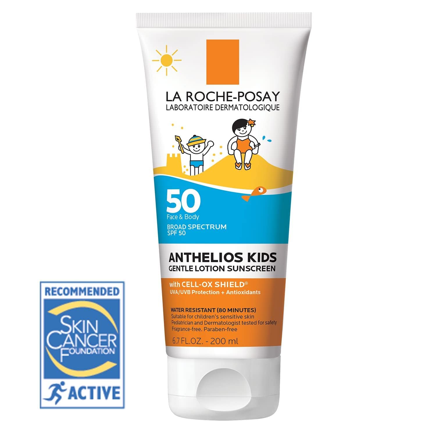 La Roche-Posay Anthelios Kids Gentle Lotion Sunscreen SPF 50, Broad Spectrum SPF + Antioxidants, Sunscreen For Kids, Octinoxate &amp;amp; Oxybenzone-Free, Pediatrician Tested, Non Comedogenic, Oil Free