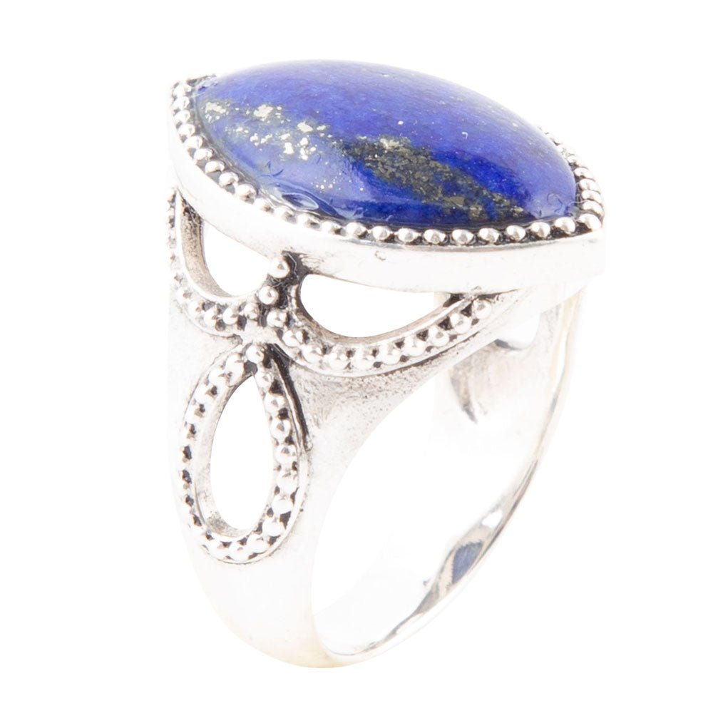 Blue Lapis and Sterling Silver Marquis Ring