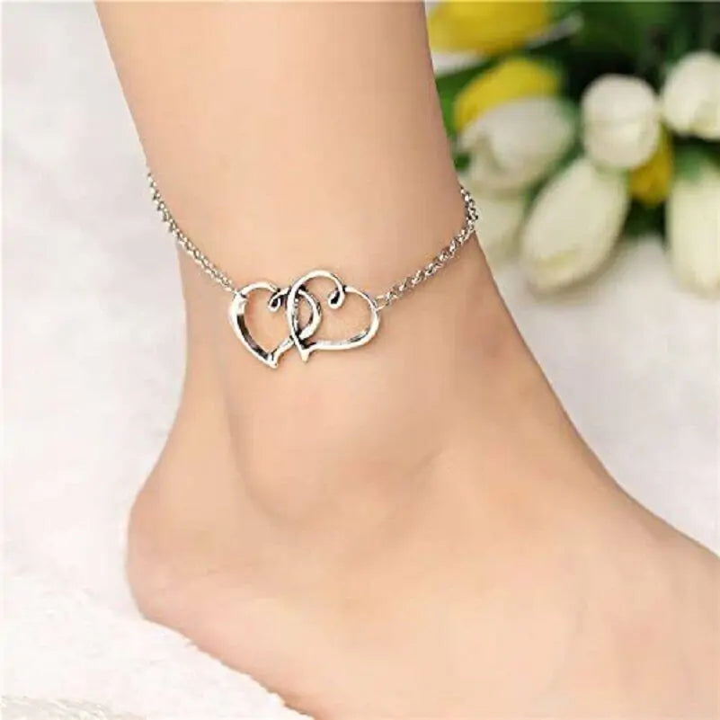 Style Loft Collection Double Heart Arrow Shape Ankle Bracelet