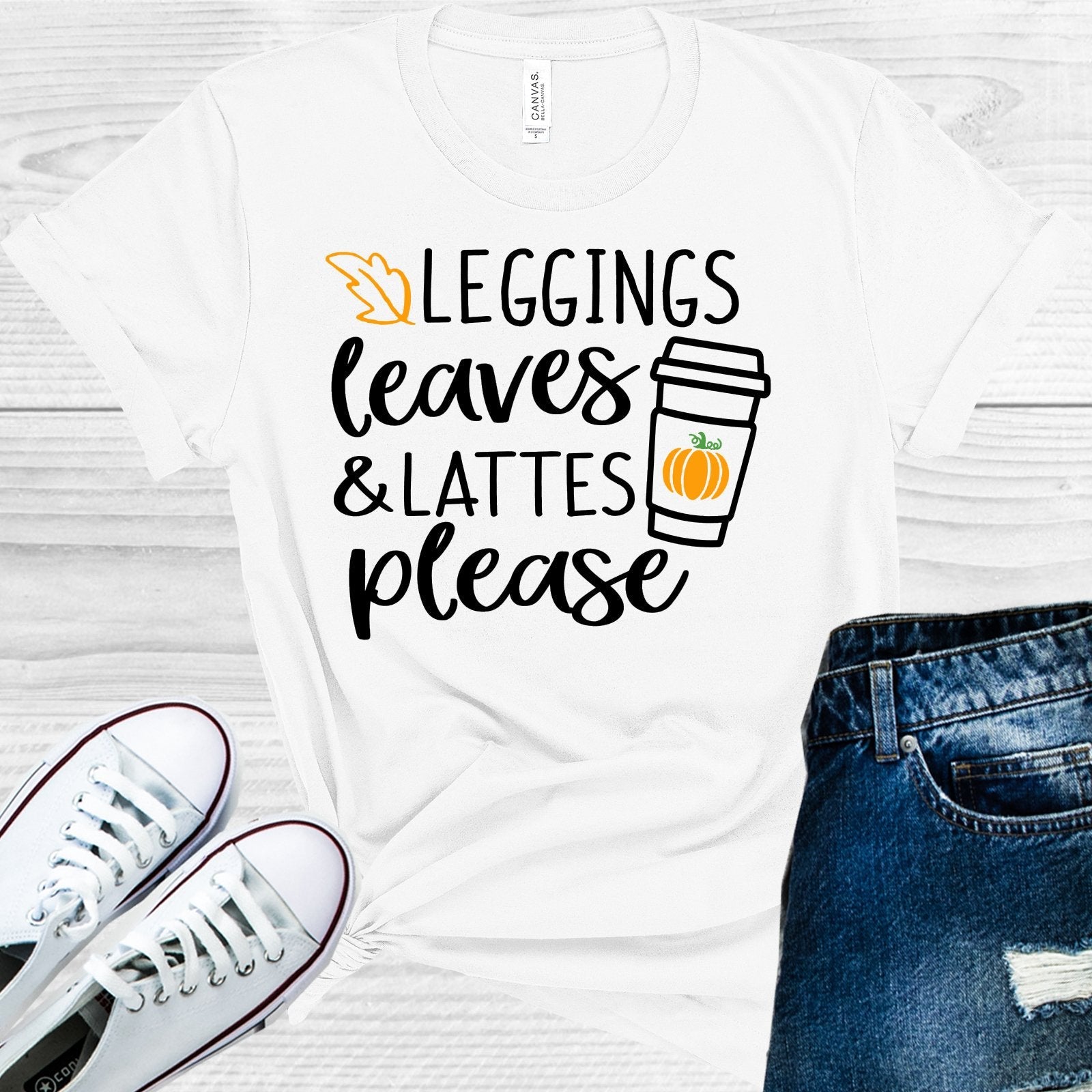Leggings Leaves &amp;amp; Lattes Please Graphic Tee
