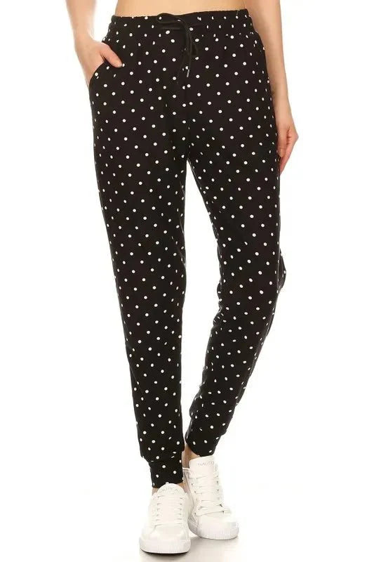 Leggings Depot Full Size Buttery Soft Polka Dot Joggers