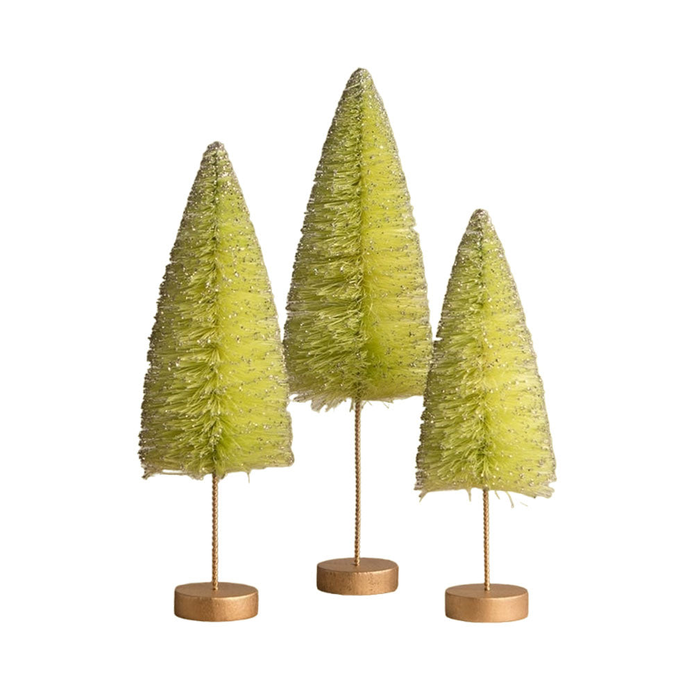 Lime Green Halloween Trees Set of 3 by Bethany Lowe Designs