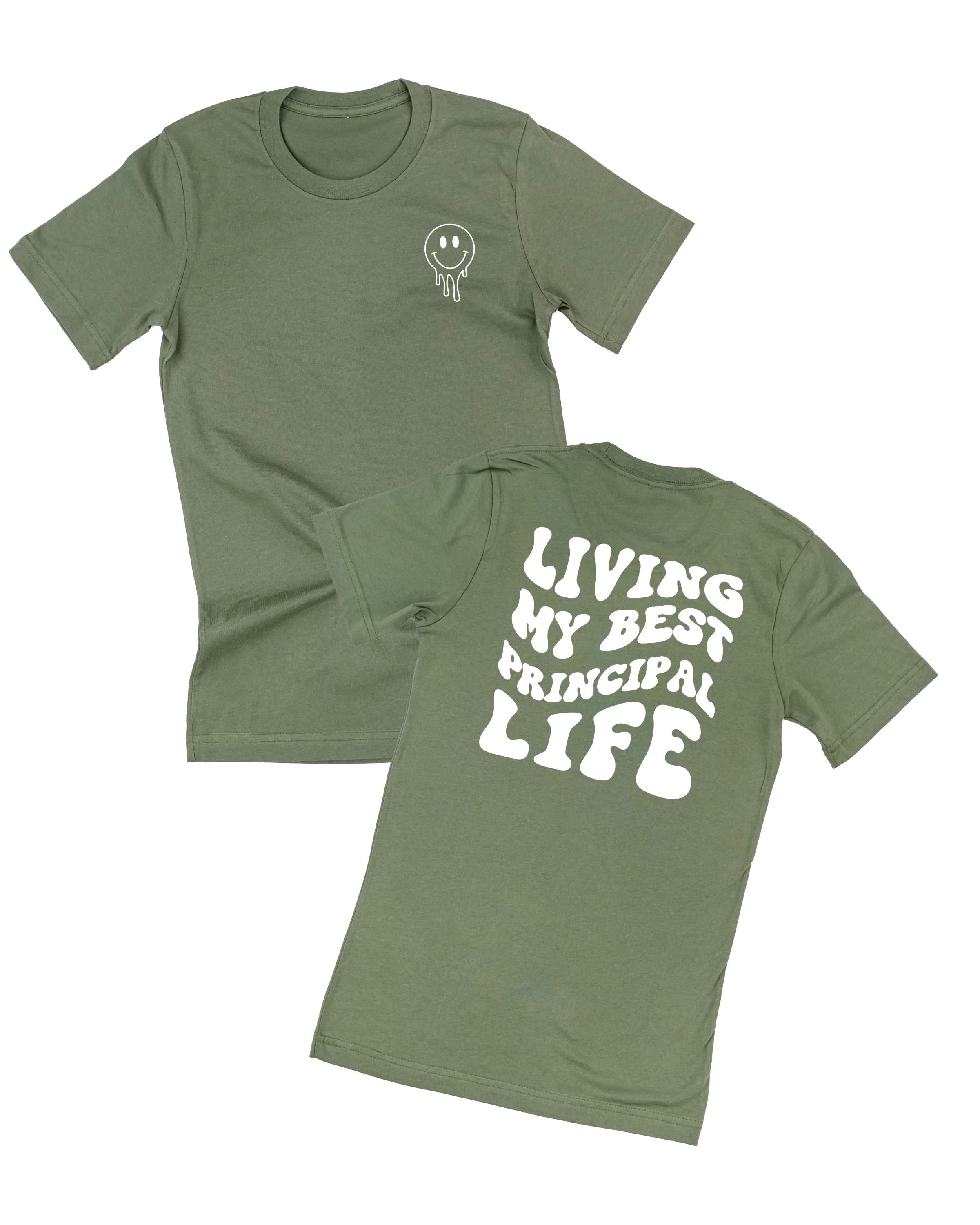 Living My Best Principal Life - Melty Smiley (pf &amp;amp; b) - Unisex Tee