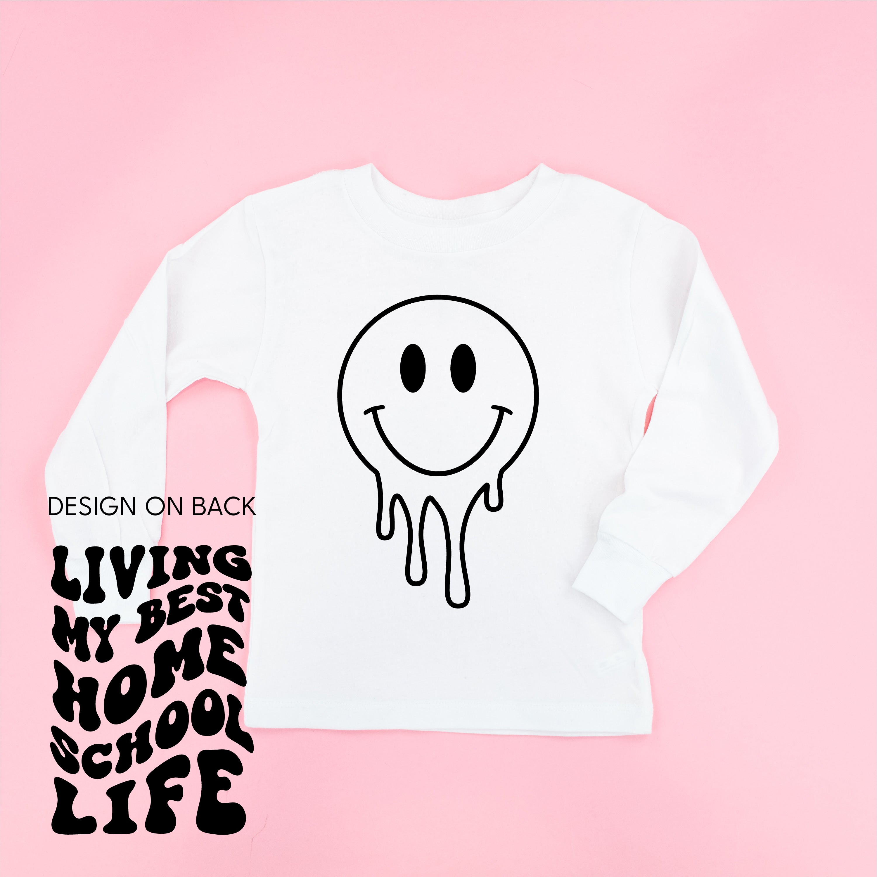 Living My Best Home School Life - Melty Smiley (f &amp; b) - Child Long Sleeve Tee
