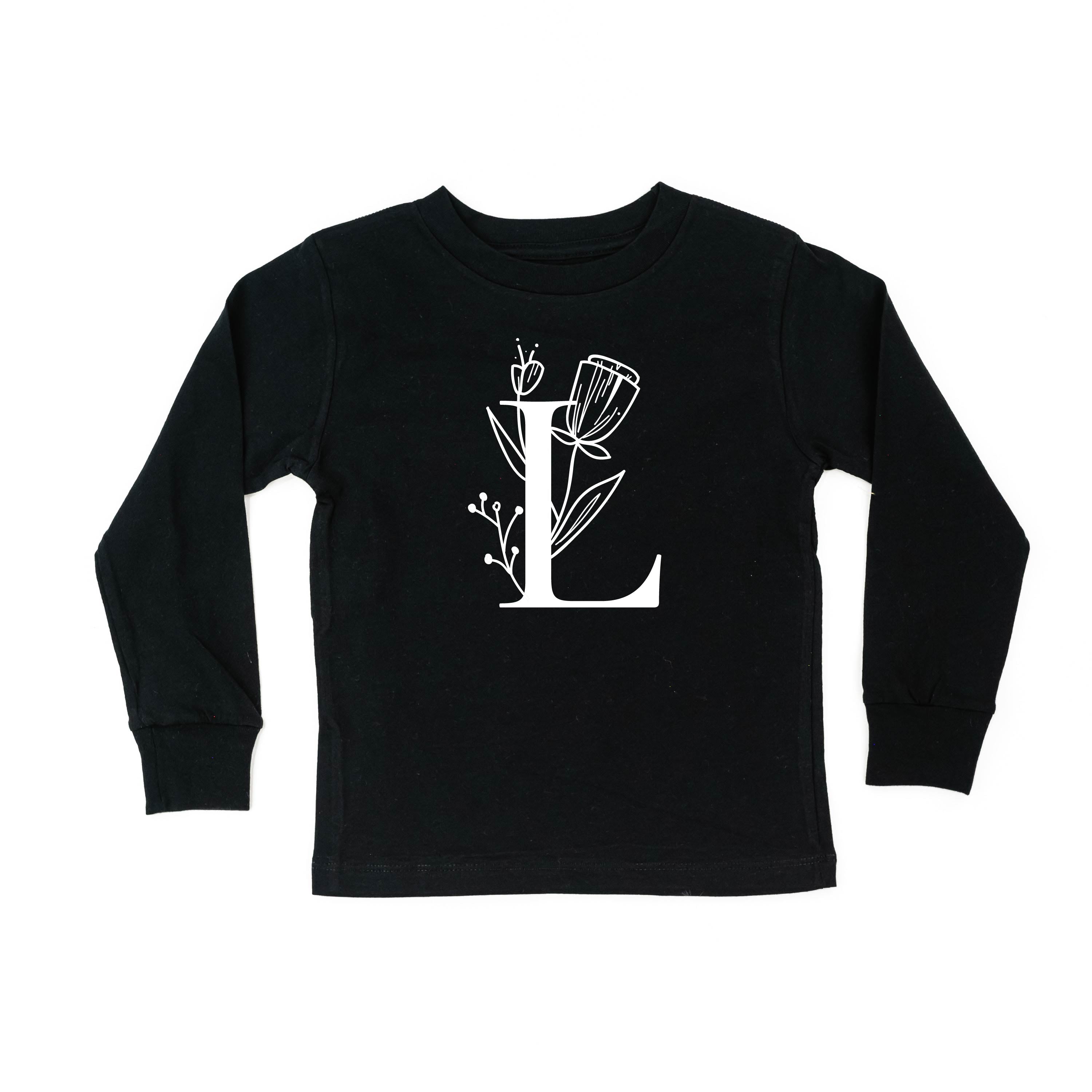 Floral Initials - Child Long Sleeve Tee