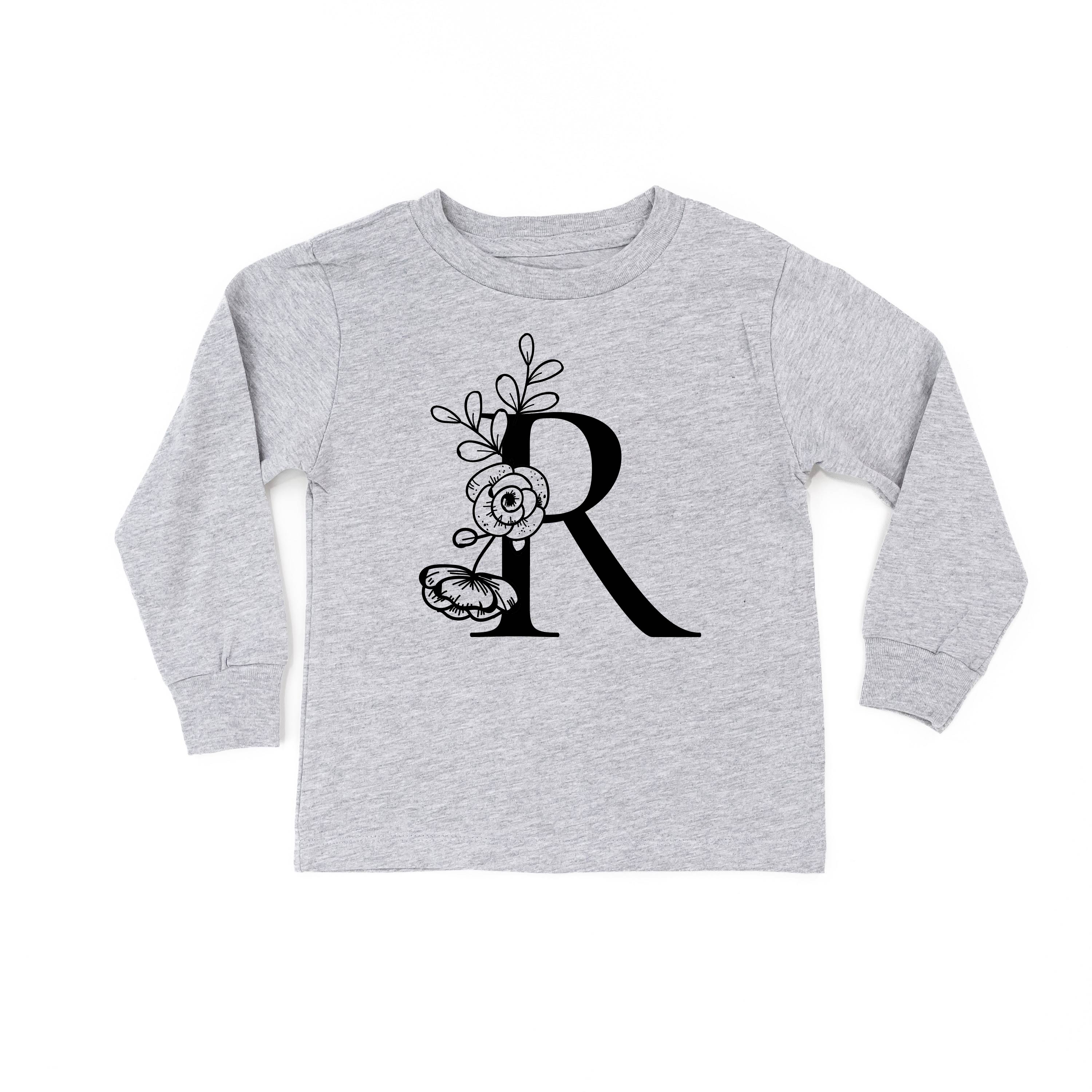 Floral Initials - Child Long Sleeve Tee
