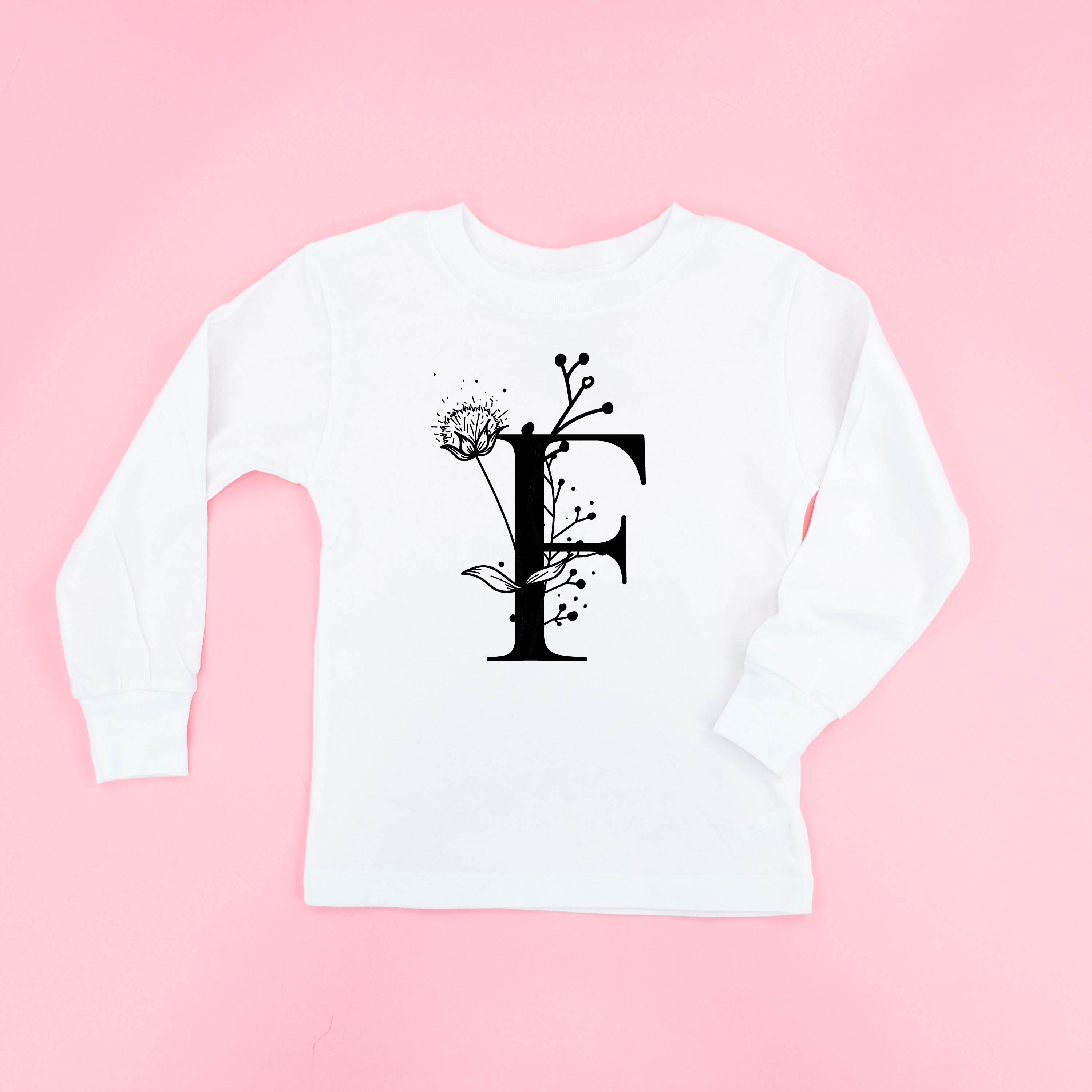 Floral Initials - Child Long Sleeve Tee