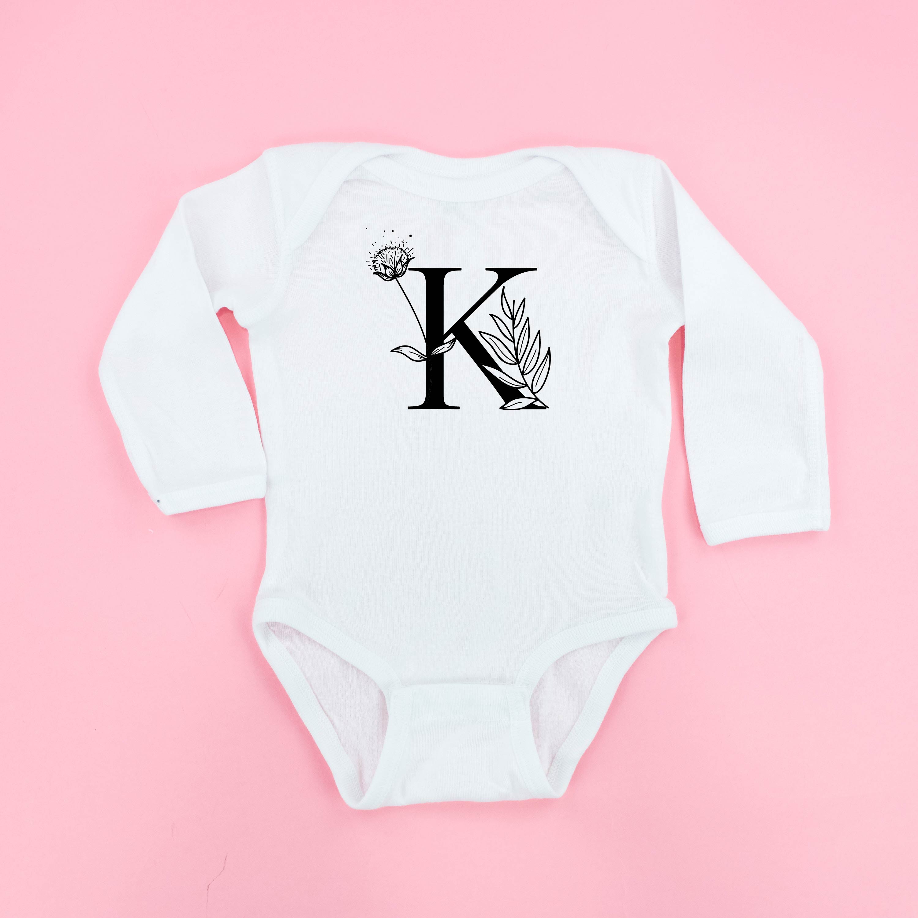 Floral Initials - Child Long Sleeve Tee