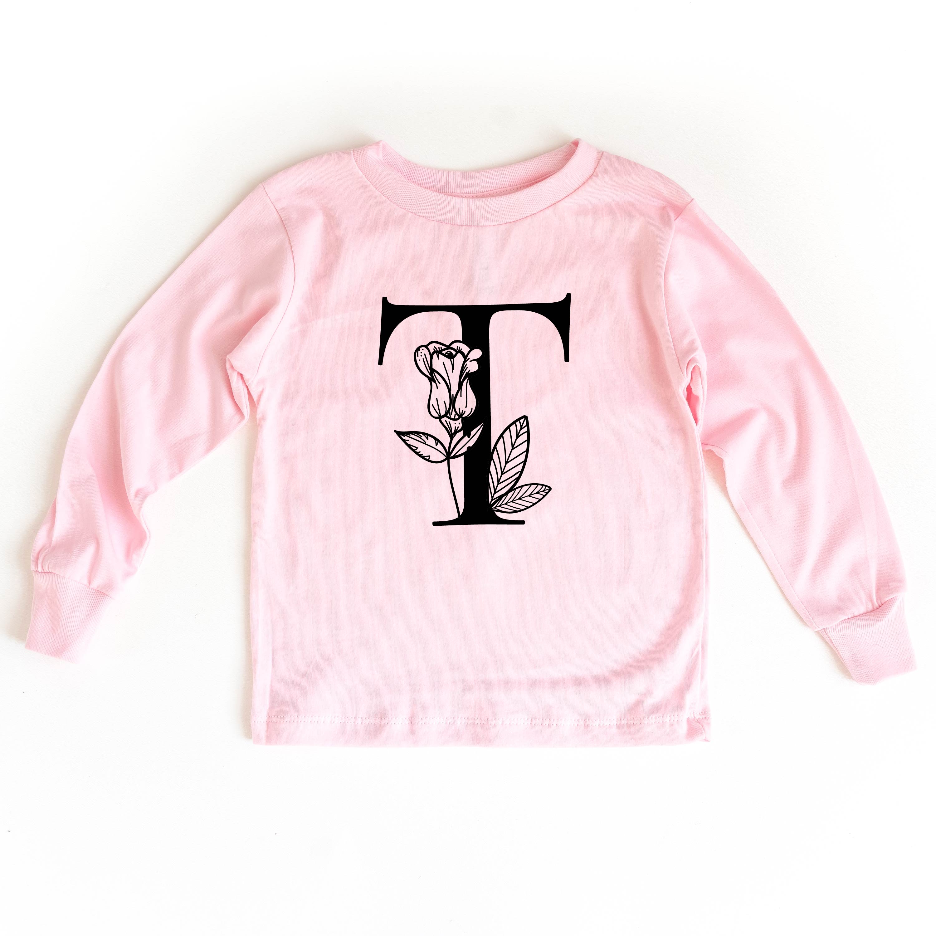 Floral Initials - Child Long Sleeve Tee