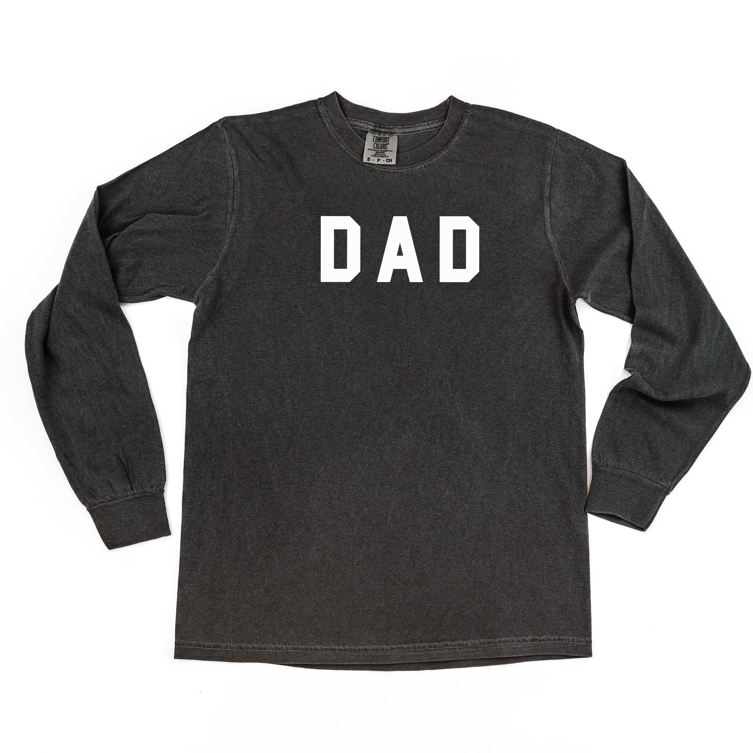 Dad - Standard Block Font - Long Sleeve Comfort Colors Tee