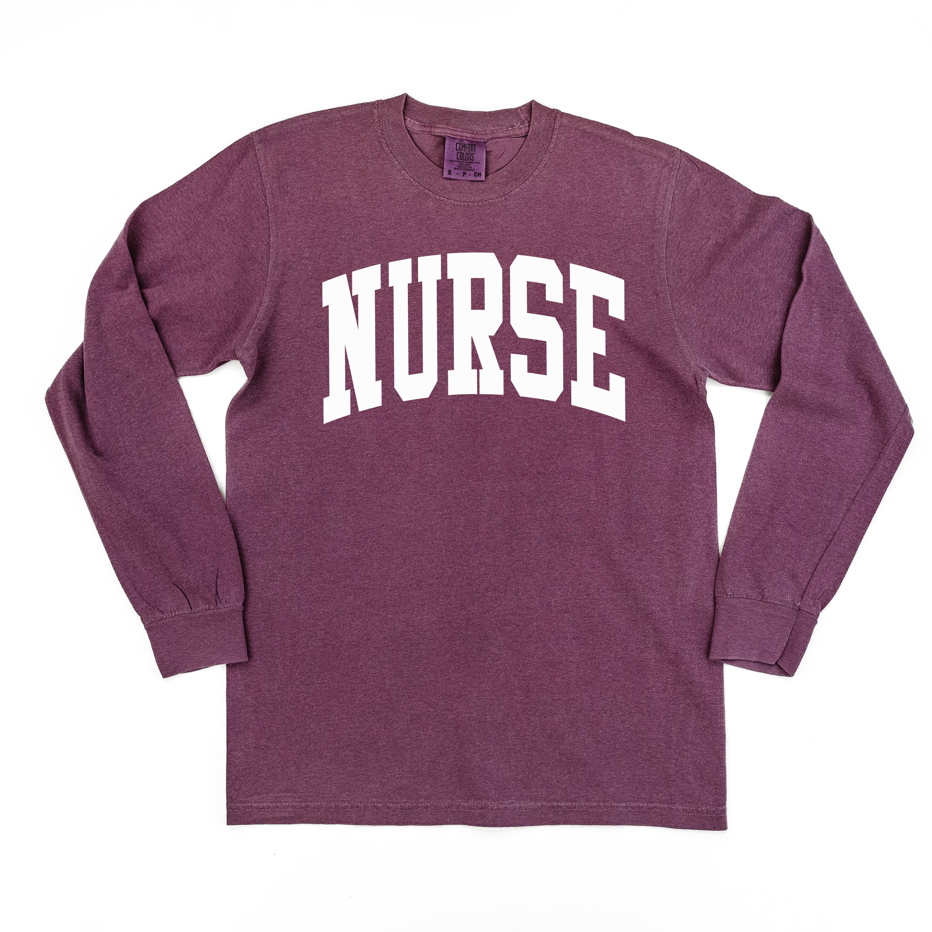 NURSE (Varsity) - LONG SLEEVE COMFORT COLORS TEE