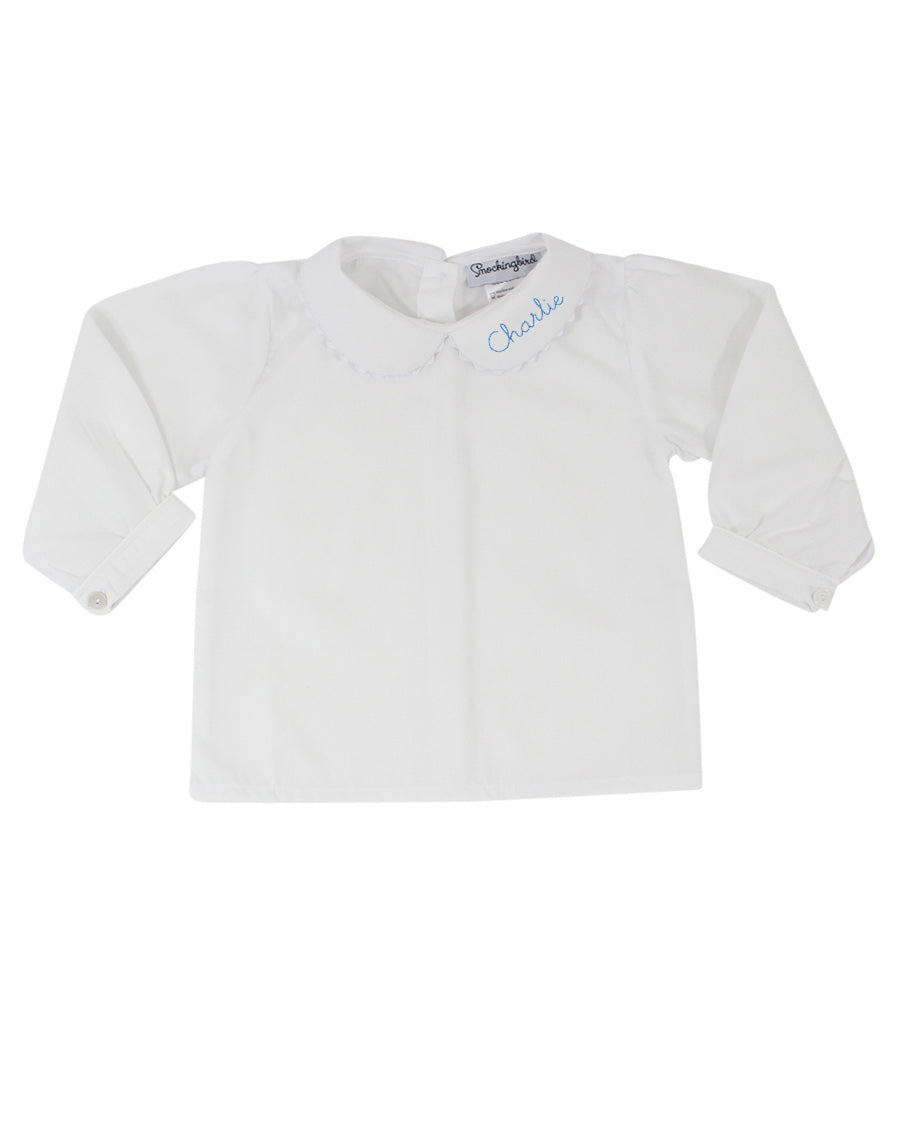 Girls Peter Pan Collar Long Sleeve Shirt