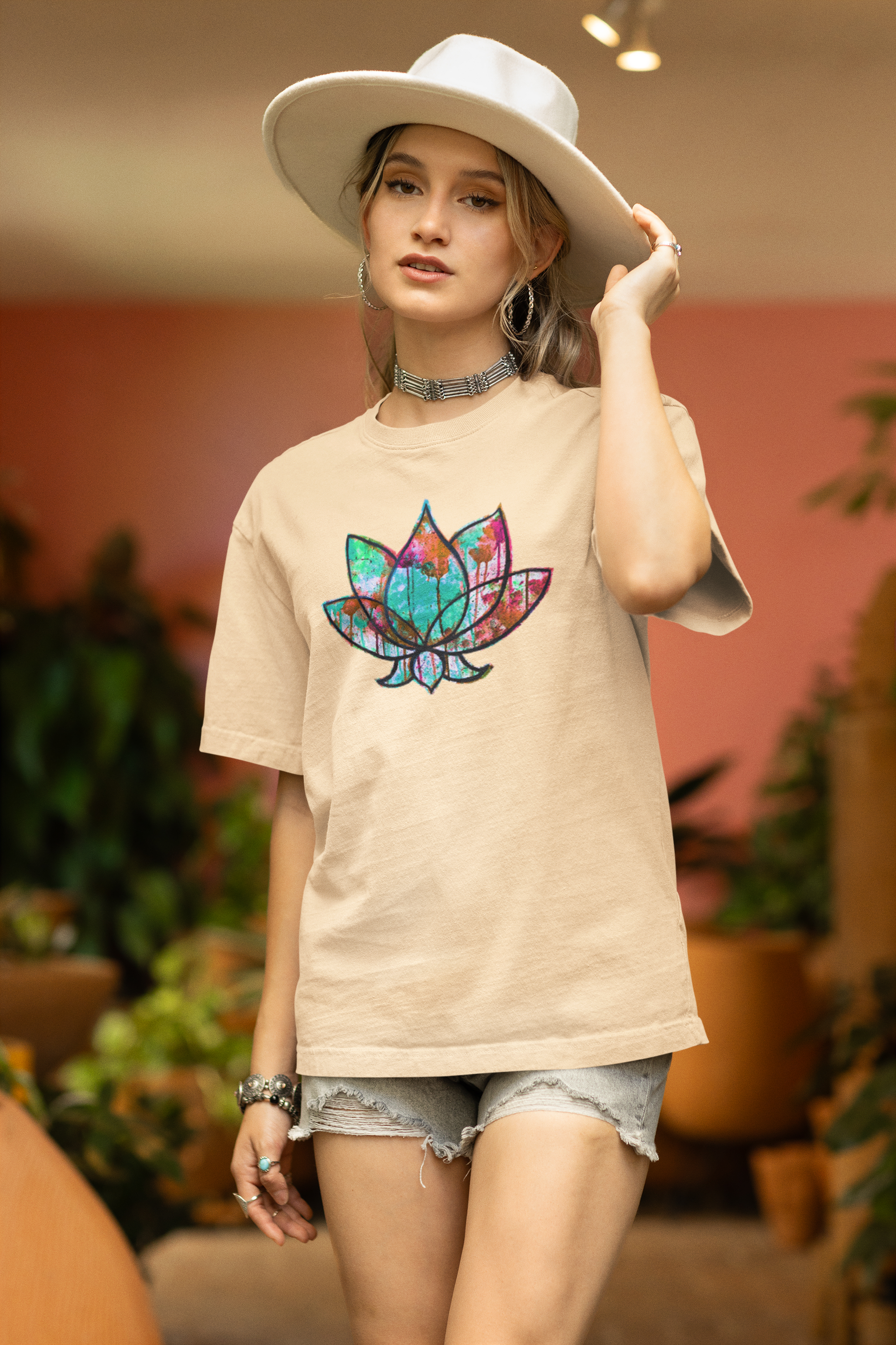 Graffiti Lotus Bloom Women&amp;#39;s Cotton Tee