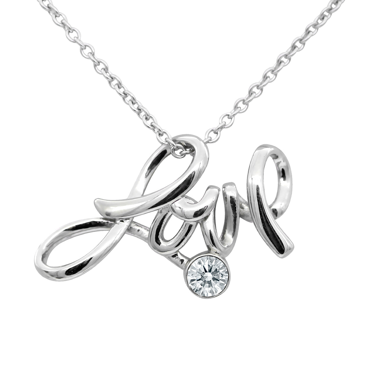 Love Pendant Necklace 316L Stainless Steel Swarovski